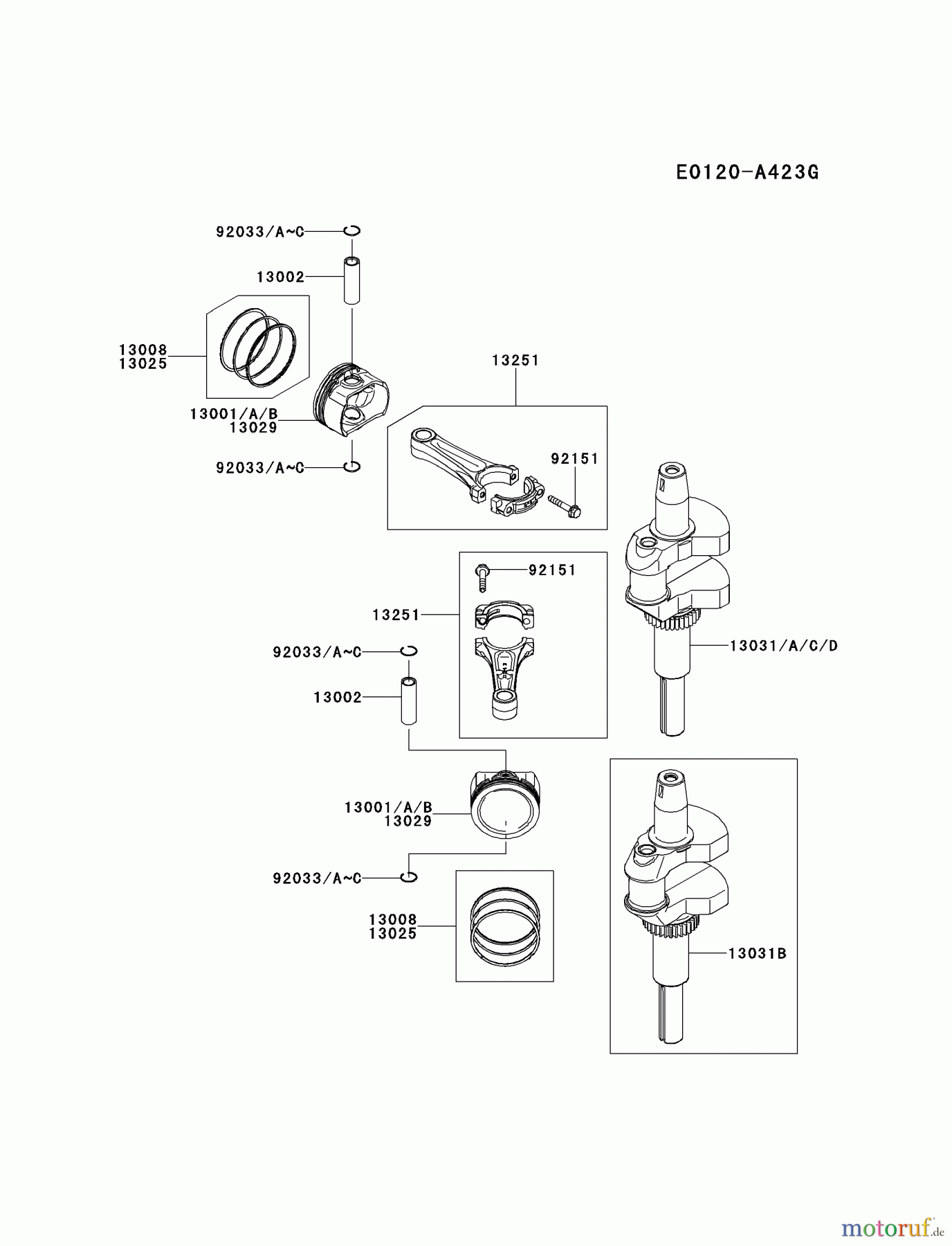  Kawasaki Motoren Motoren Vertikal FH641V - DS25 bis FS481V - BS13 FS481V-AS04 - Kawasaki FS481V 4-Stroke Engine PISTON/CRANKSHAFT