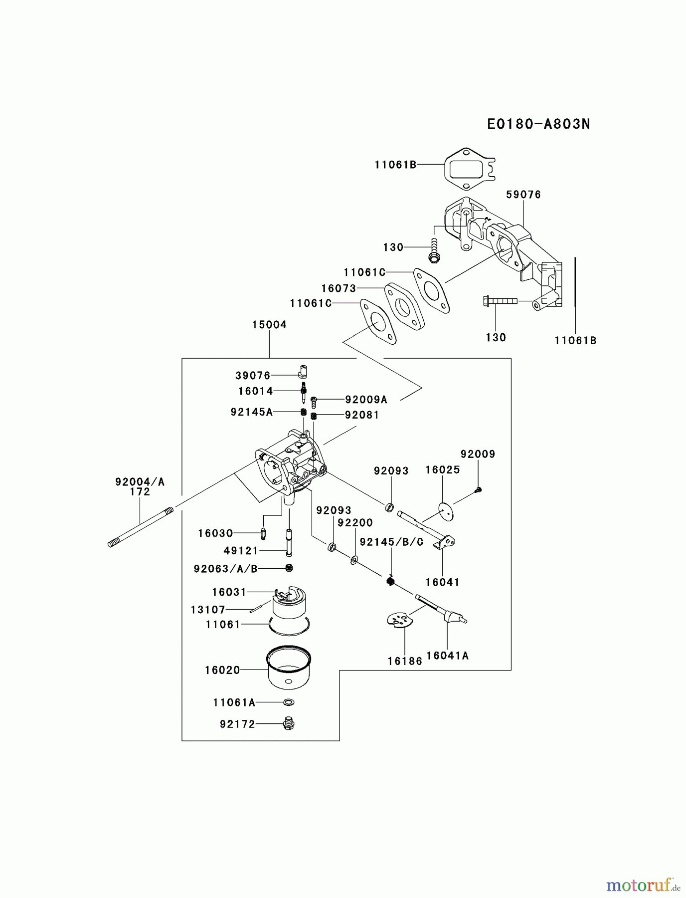  Kawasaki Motoren Motoren Vertikal FH641V - DS25 bis FS481V - BS13 FS481V-AS05 - Kawasaki FS481V 4-Stroke Engine CARBURETOR