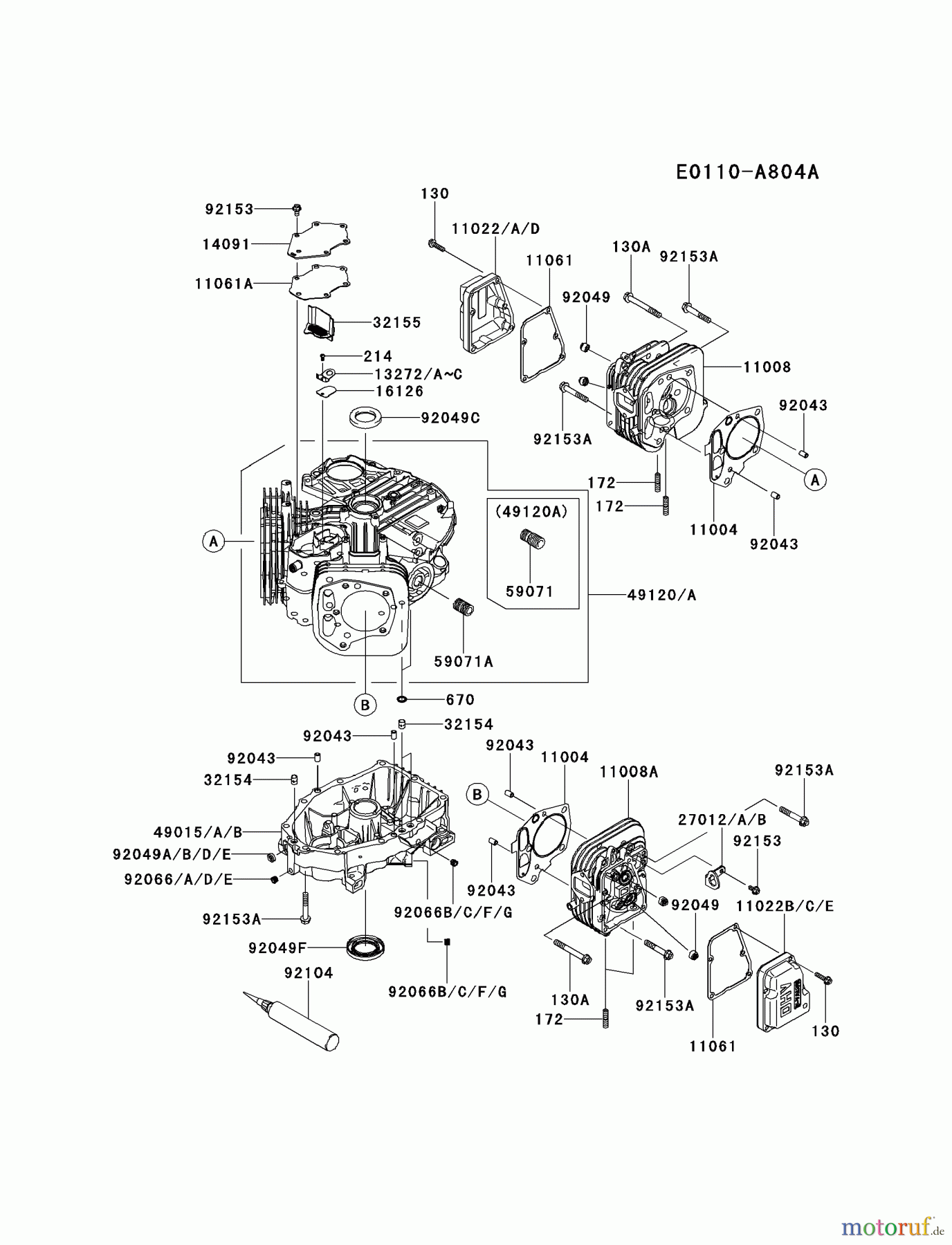  Kawasaki Motoren Motoren Vertikal FH641V - DS25 bis FS481V - BS13 FS481V-BS06 - Kawasaki FS481V 4-Stroke Engine CYLINDER/CRANKCASE #2