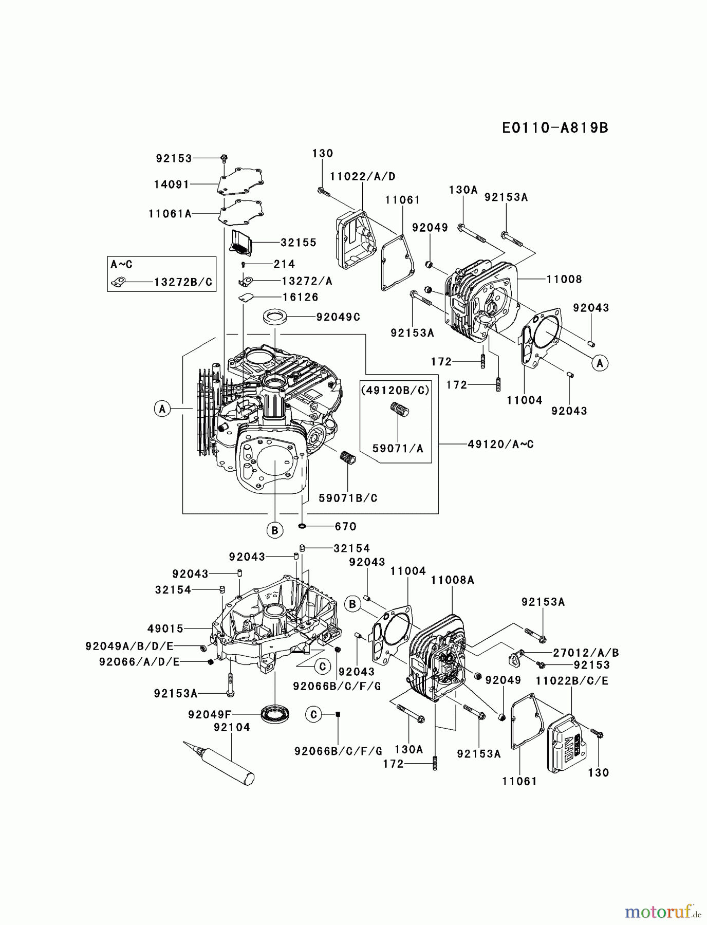  Kawasaki Motoren Motoren Vertikal FH641V - DS25 bis FS481V - BS13 FS481V-AS07 - Kawasaki FS481V 4-Stroke Engine CYLINDER/CRANKCASE #2