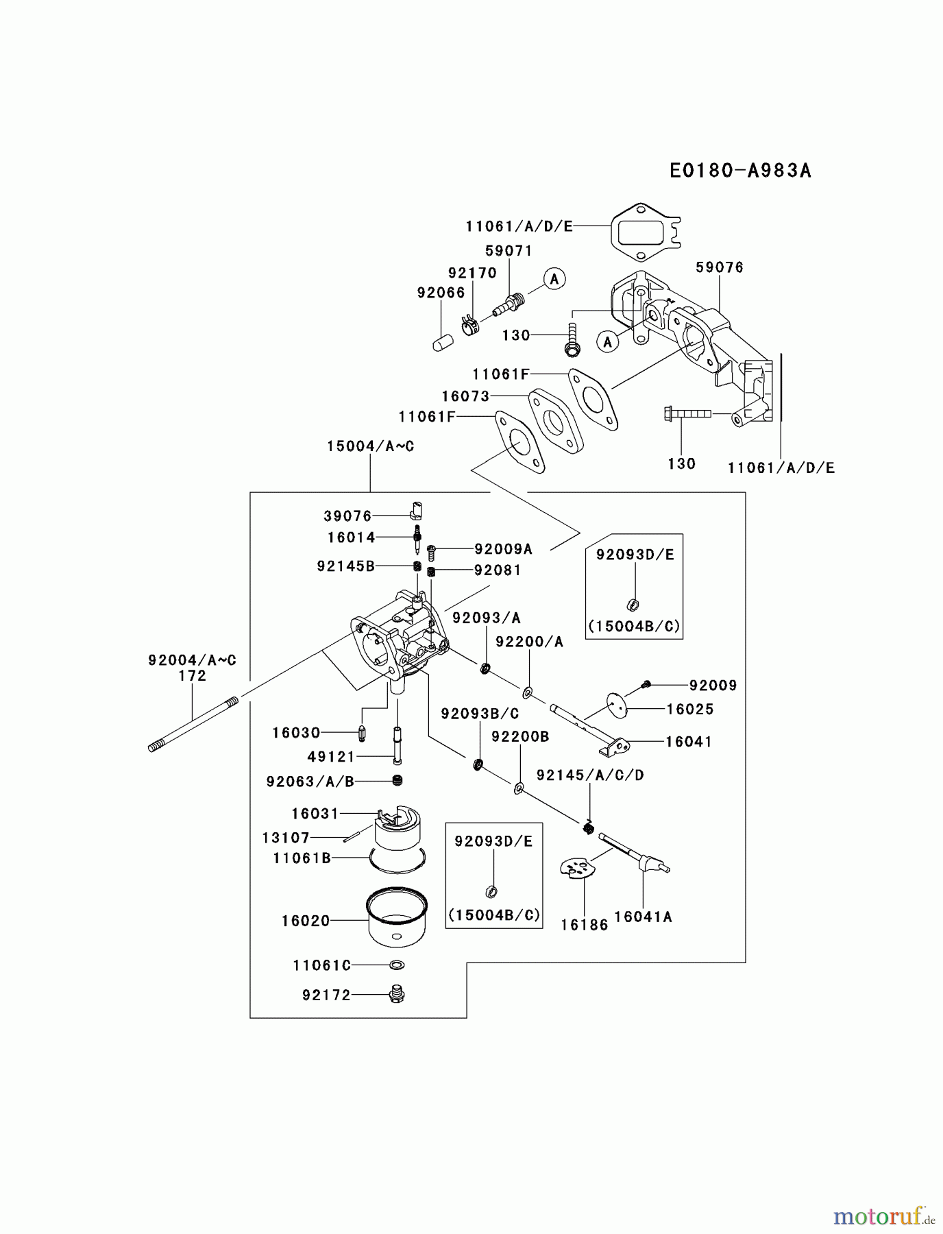  Kawasaki Motoren Motoren Vertikal FH641V - DS25 bis FS481V - BS13 FS481V-BS08 - Kawasaki FS481V 4-Stroke Engine CARBURETOR #2