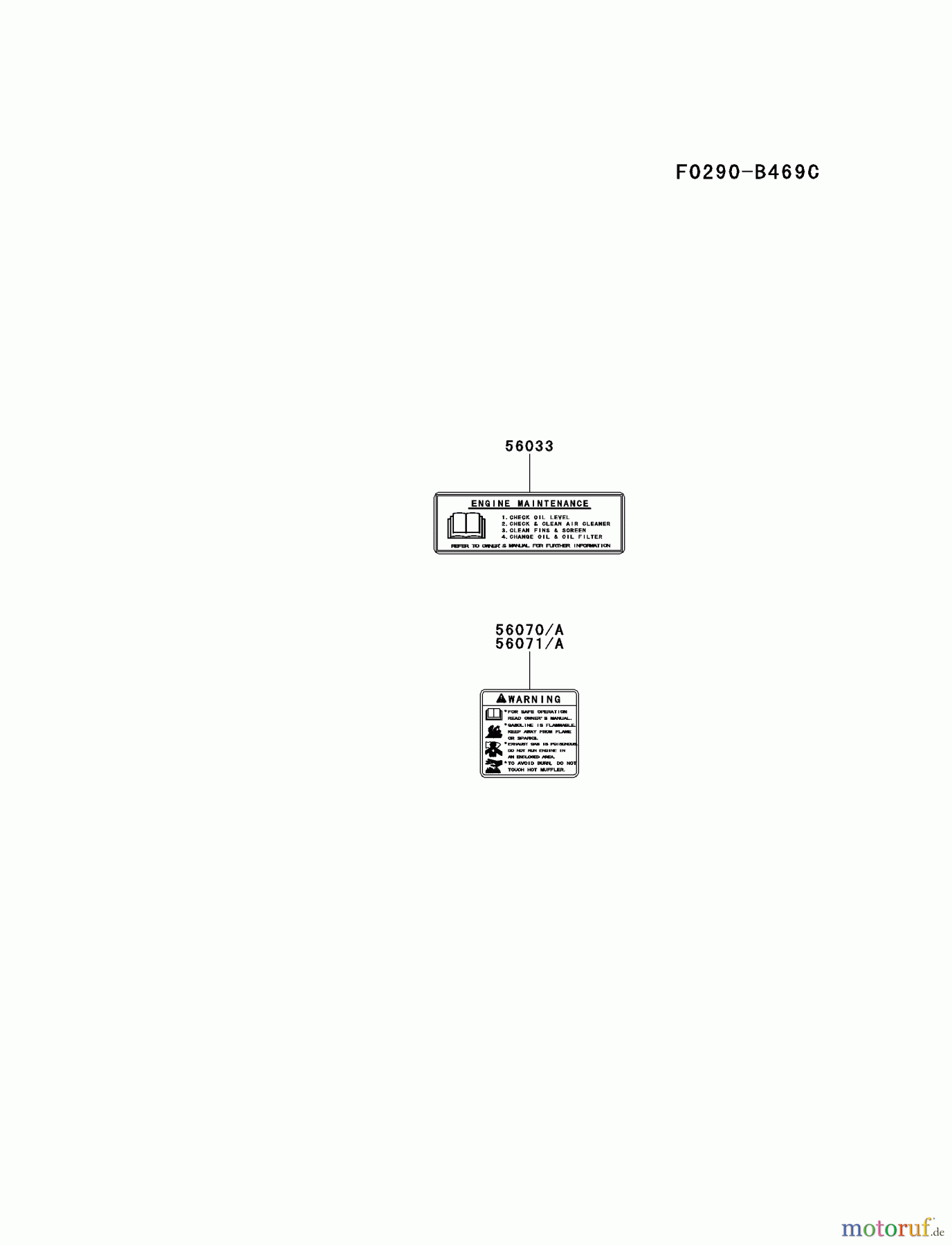  Kawasaki Motoren Motoren Vertikal FH641V - DS25 bis FS481V - BS13 FS481V-BS10 - Kawasaki FS481V 4-Stroke Engine LABEL