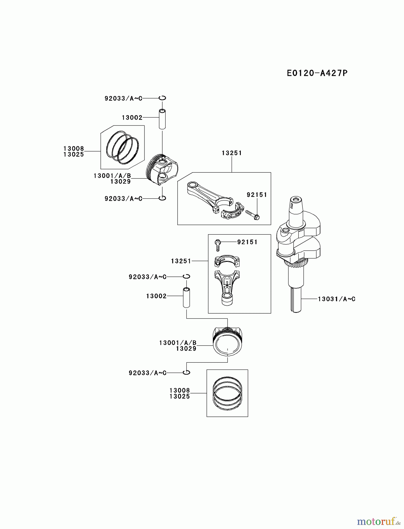  Kawasaki Motoren Motoren Vertikal FH641V - DS25 bis FS481V - BS13 FS481V-AS06 - Kawasaki FS481V 4-Stroke Engine PISTON/CRANKSHAFT