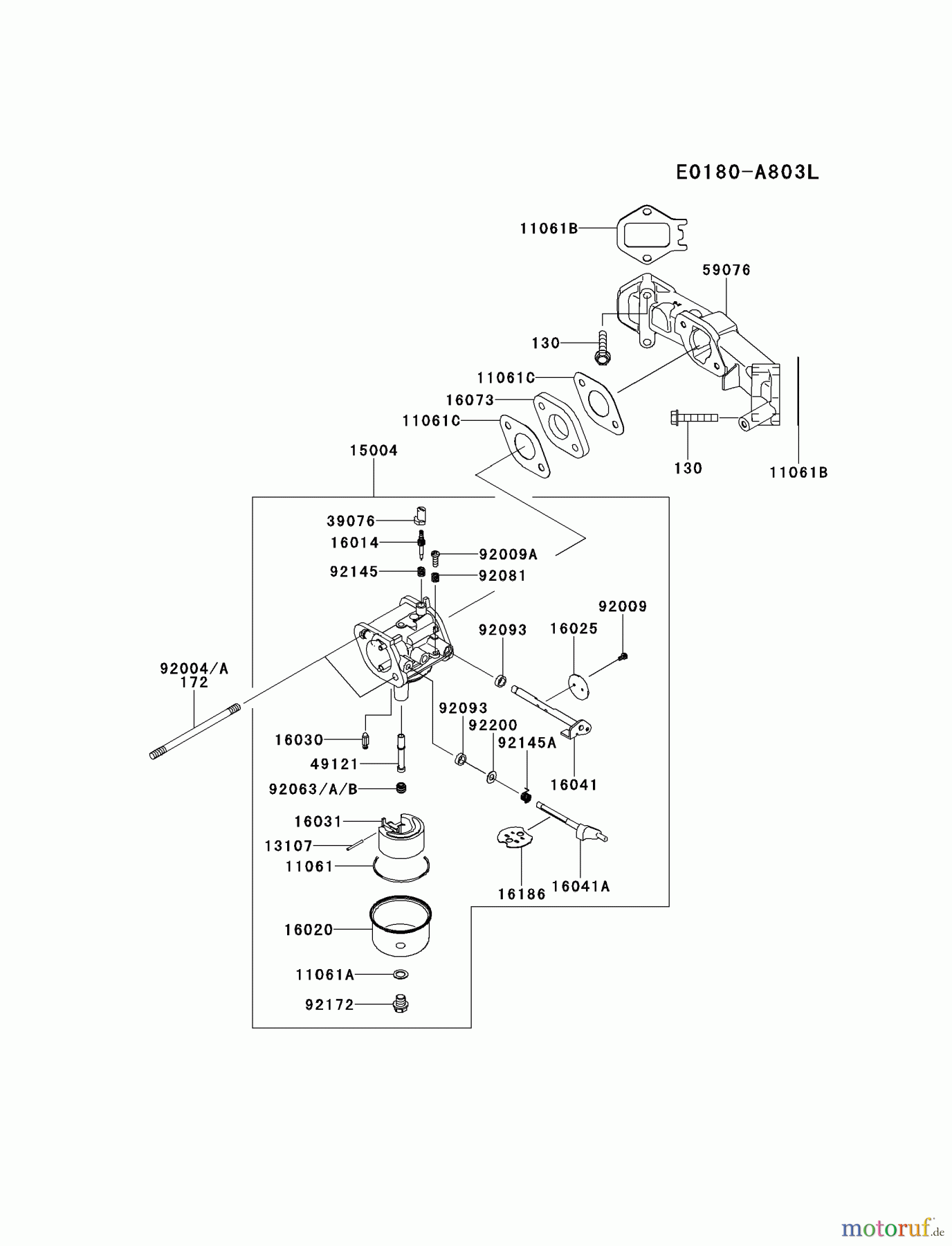  Kawasaki Motoren Motoren Vertikal FH641V - DS25 bis FS481V - BS13 FS481V-BS11 - Kawasaki FS481V 4-Stroke Engine CARBURETOR