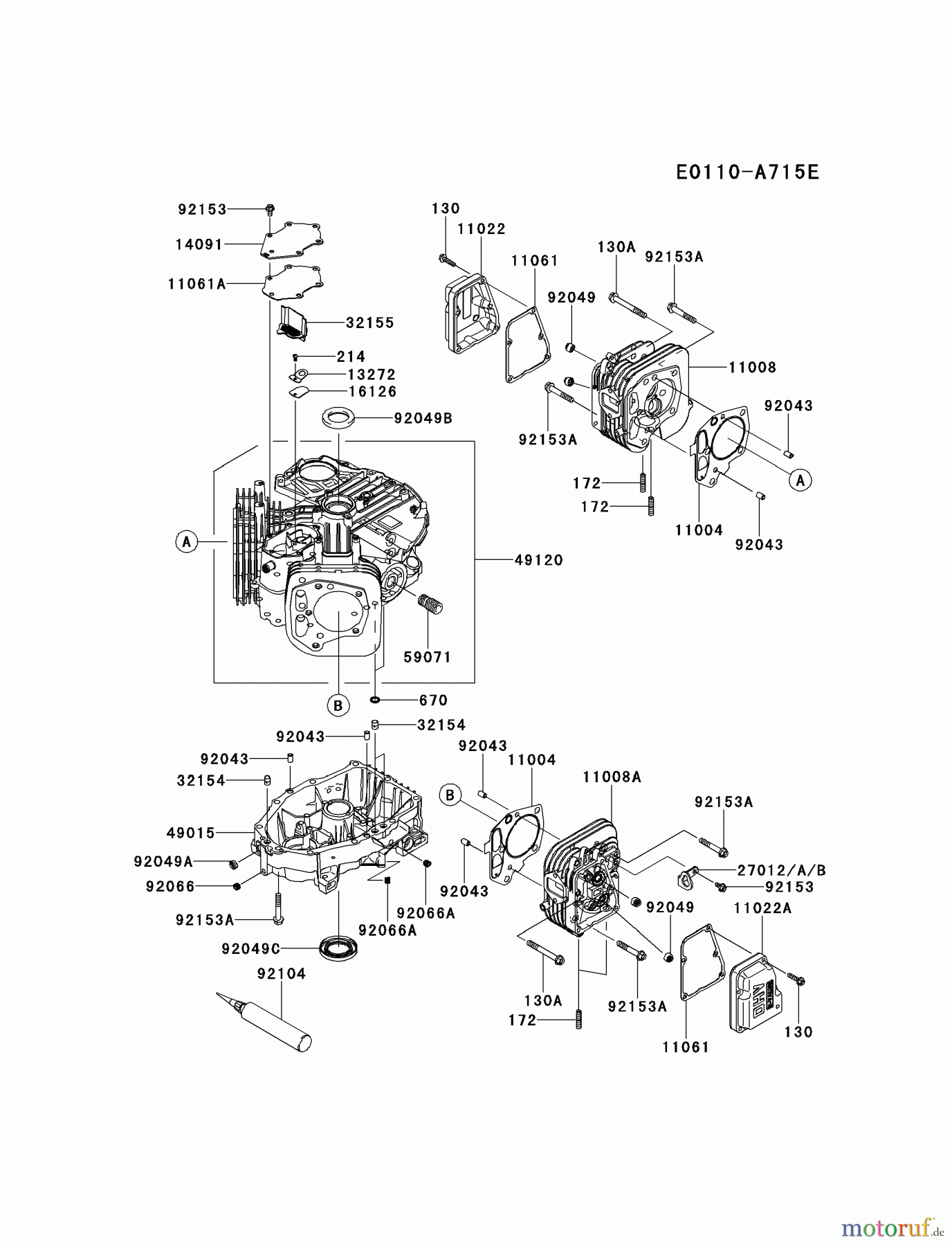  Kawasaki Motoren Motoren Vertikal FH641V - DS25 bis FS481V - BS13 FS481V-AS17 - Kawasaki FS481V 4-Stroke Engine CYLINDER/CRANKCASE