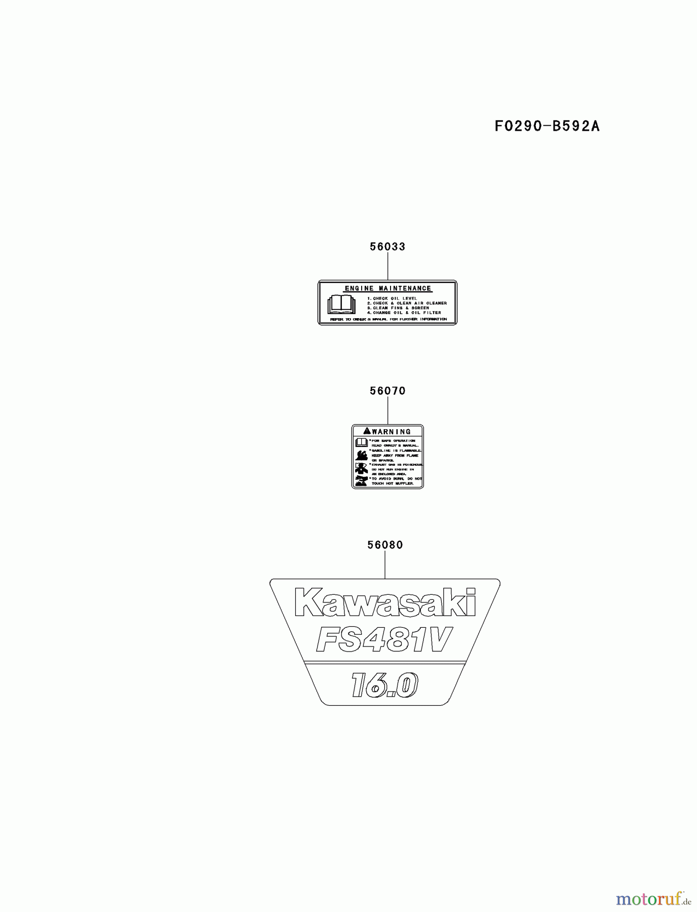  Kawasaki Motoren Motoren Vertikal FH641V - DS25 bis FS481V - BS13 FS481V-AS20 - Kawasaki FS481V 4-Stroke Engine LABEL