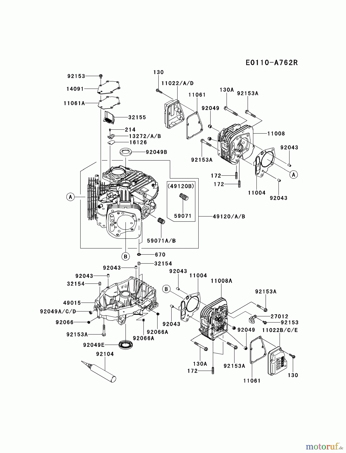  Kawasaki Motoren Motoren Vertikal FH641V - DS25 bis FS481V - BS13 FS481V-AS12 - Kawasaki FS481V 4-Stroke Engine CYLINDER/CRANKCASE #2