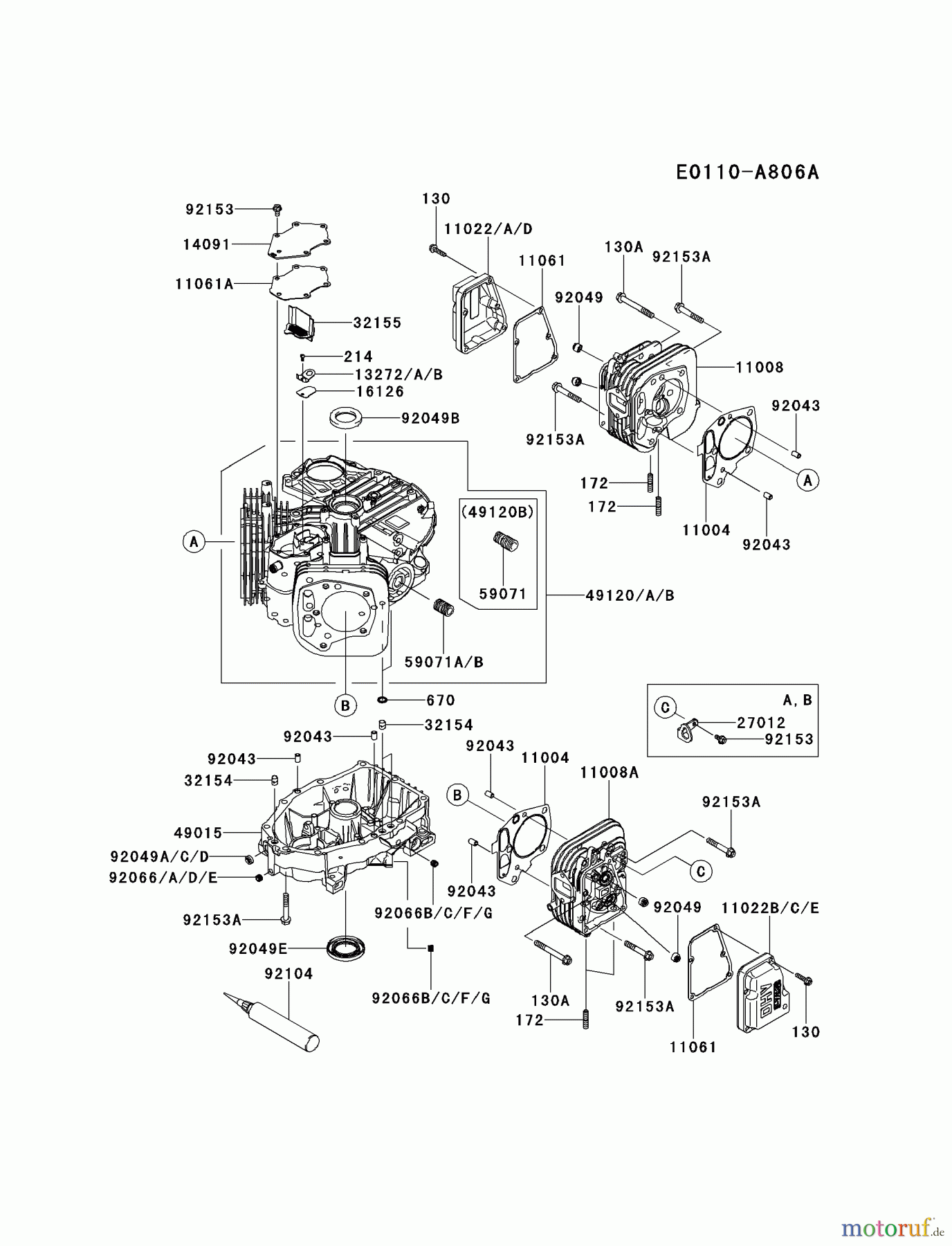  Kawasaki Motoren Motoren Vertikal FH641V - DS25 bis FS481V - BS13 FS481V-AS13 - Kawasaki FS481V 4-Stroke Engine CYLINDER/CRANKCASE #2