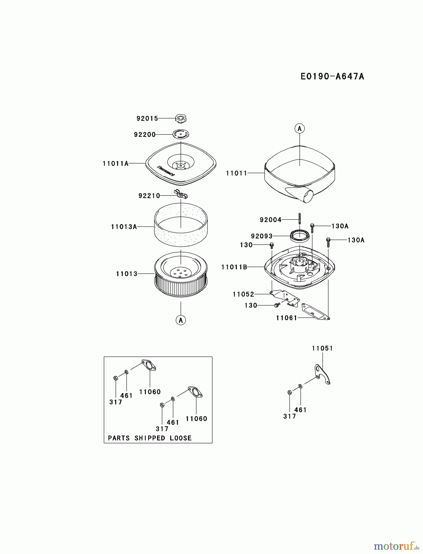  Kawasaki Motoren Motoren, Horizontal FD791D-AS03 - Kawasaki FD791D 4-Stroke Engine AIR-FILTER/MUFFLER