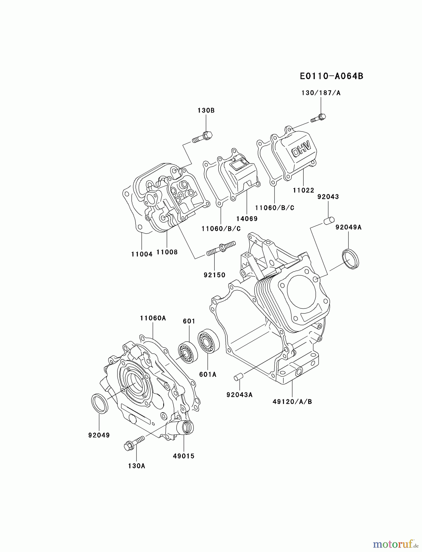  Kawasaki Motoren Motoren, Horizontal FE170D-AS01 - Kawasaki FE170D 4-Stroke Engine CYLINDER/CRANKCASE