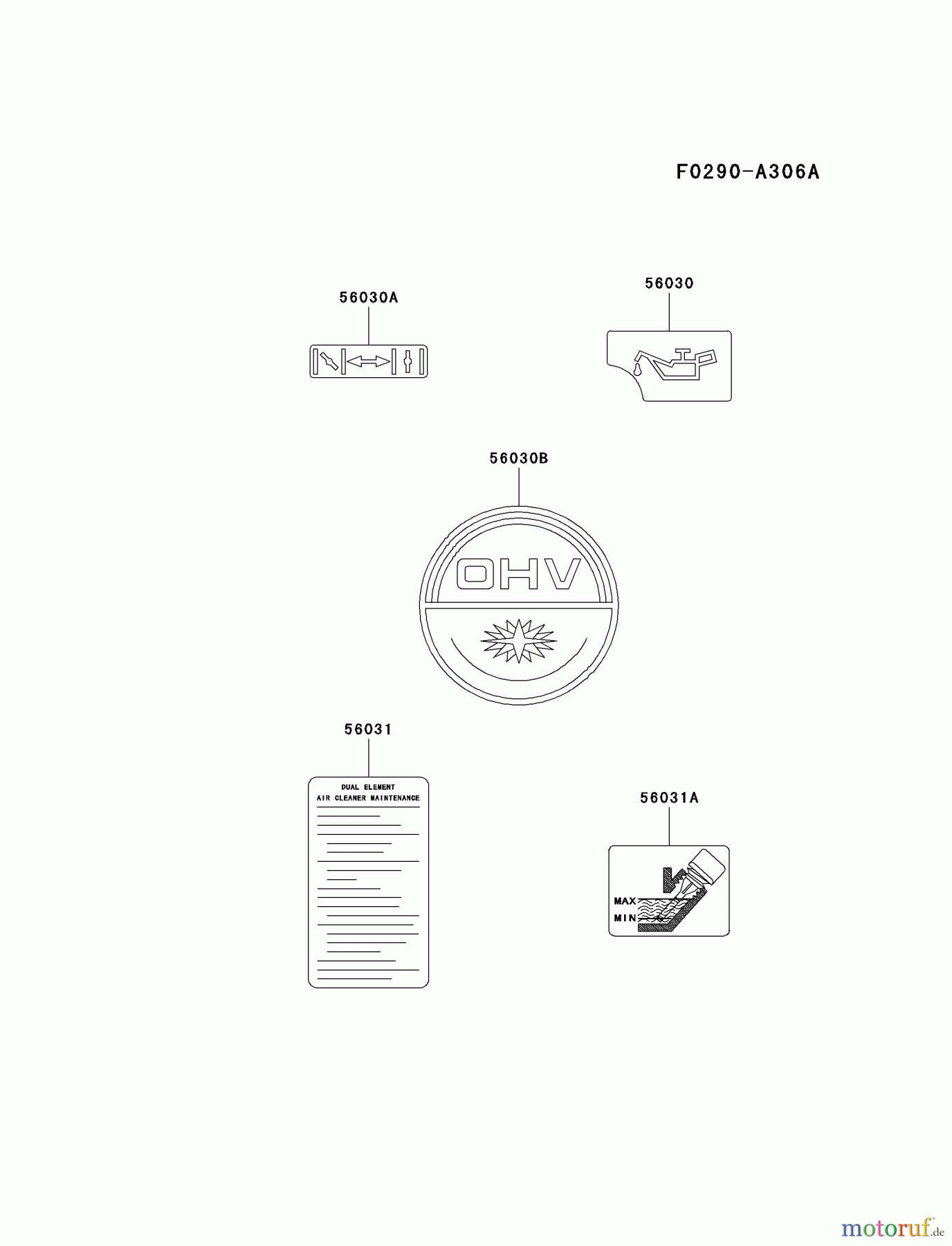  Kawasaki Motoren Motoren, Horizontal FE250D-AS06 - Kawasaki FE250D 4-Stroke Engine LABEL