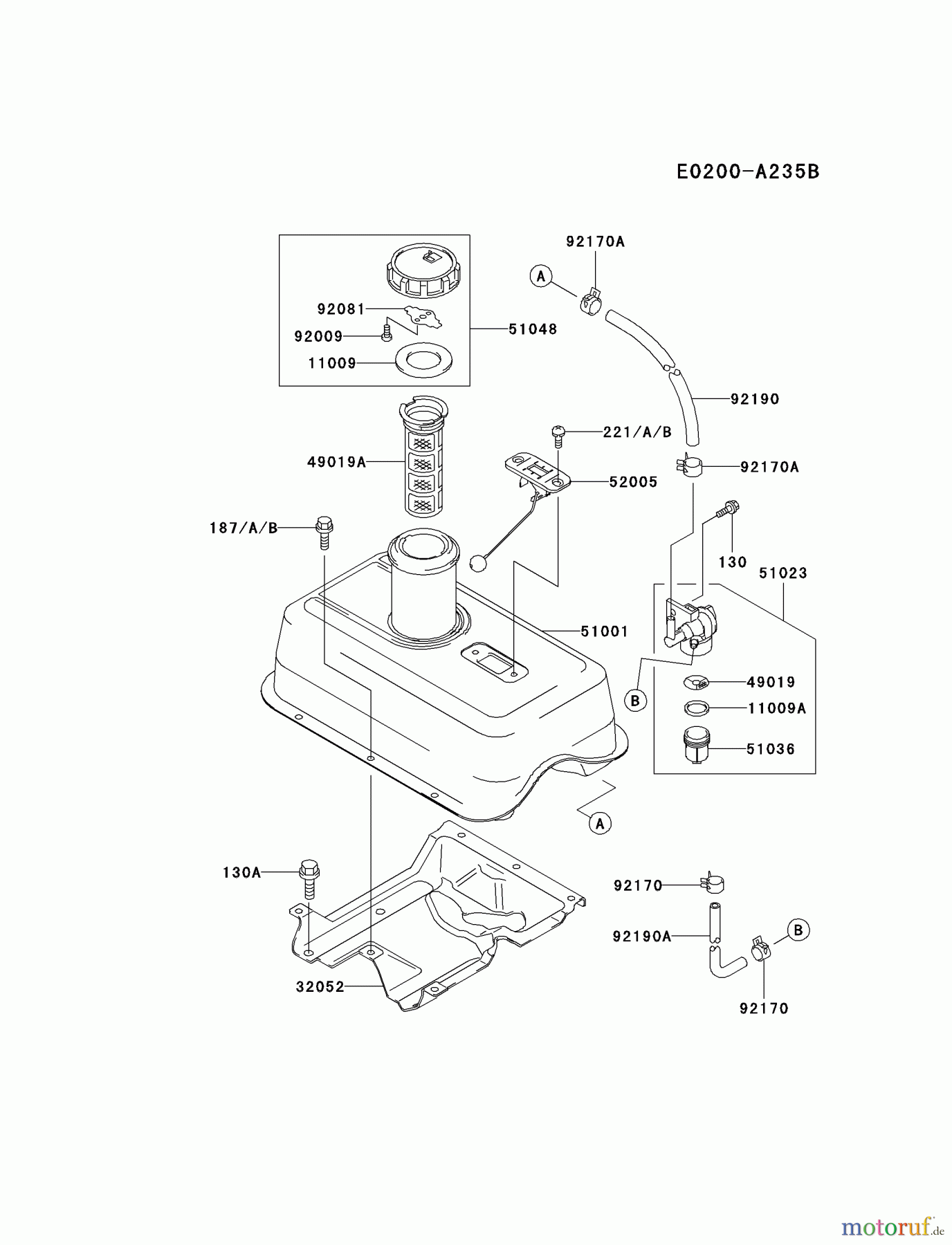  Kawasaki Motoren Motoren, Horizontal FE350D-BS18 - Kawasaki FE350D 4-Stroke Engine FUEL-TANK/FUEL-VALVE