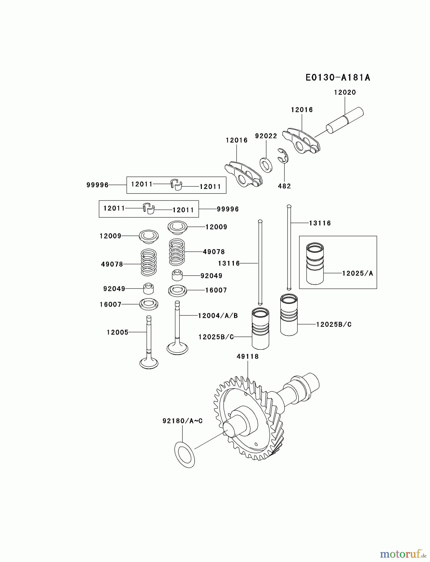  Kawasaki Motoren Motoren, Horizontal FE350D-DS12 - Kawasaki FE350D 4-Stroke Engine VALVE/CAMSHAFT