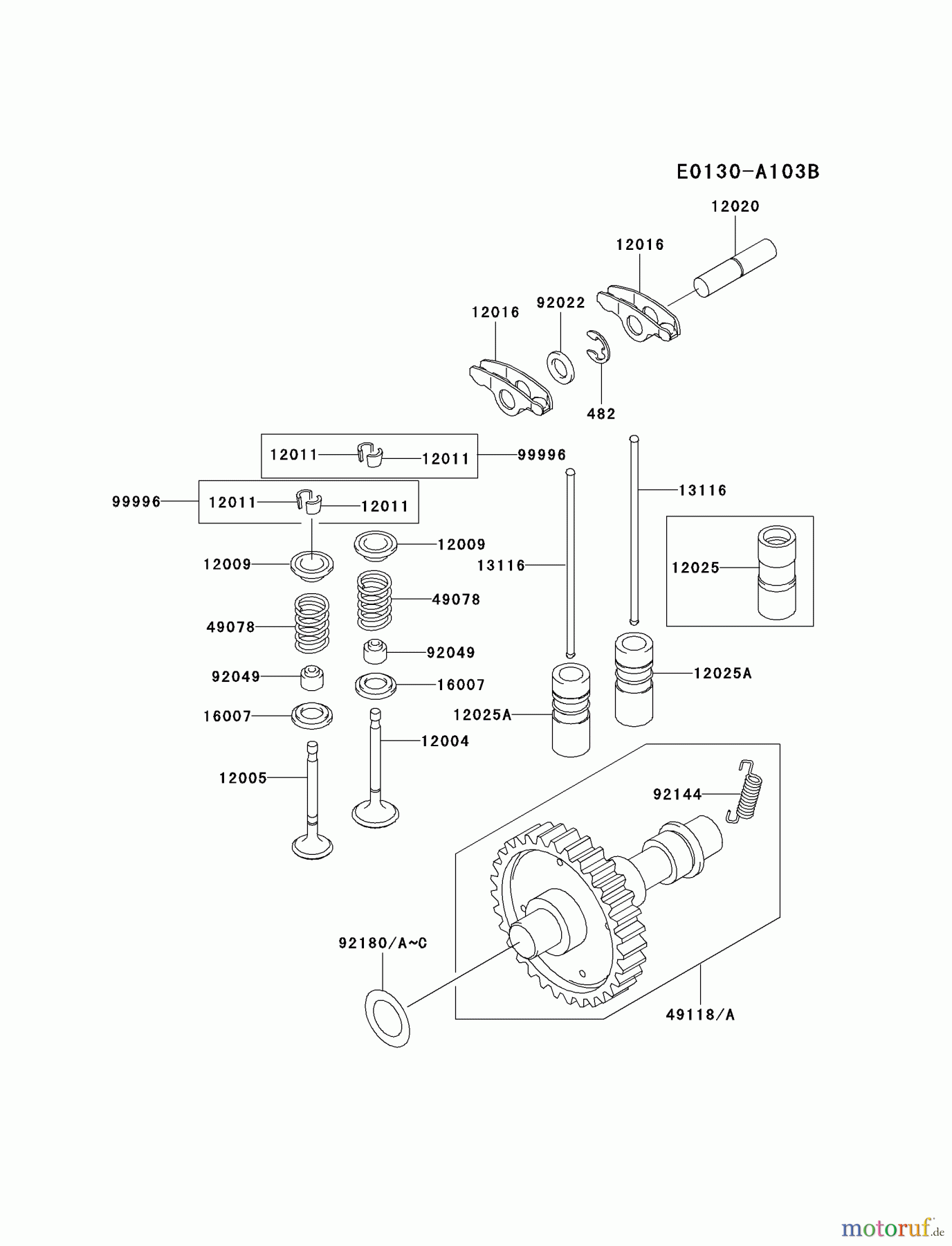  Kawasaki Motoren Motoren, Horizontal FE400D-AS00 - Kawasaki FE400D 4-Stroke Engine VALVE/CAMSHAFT