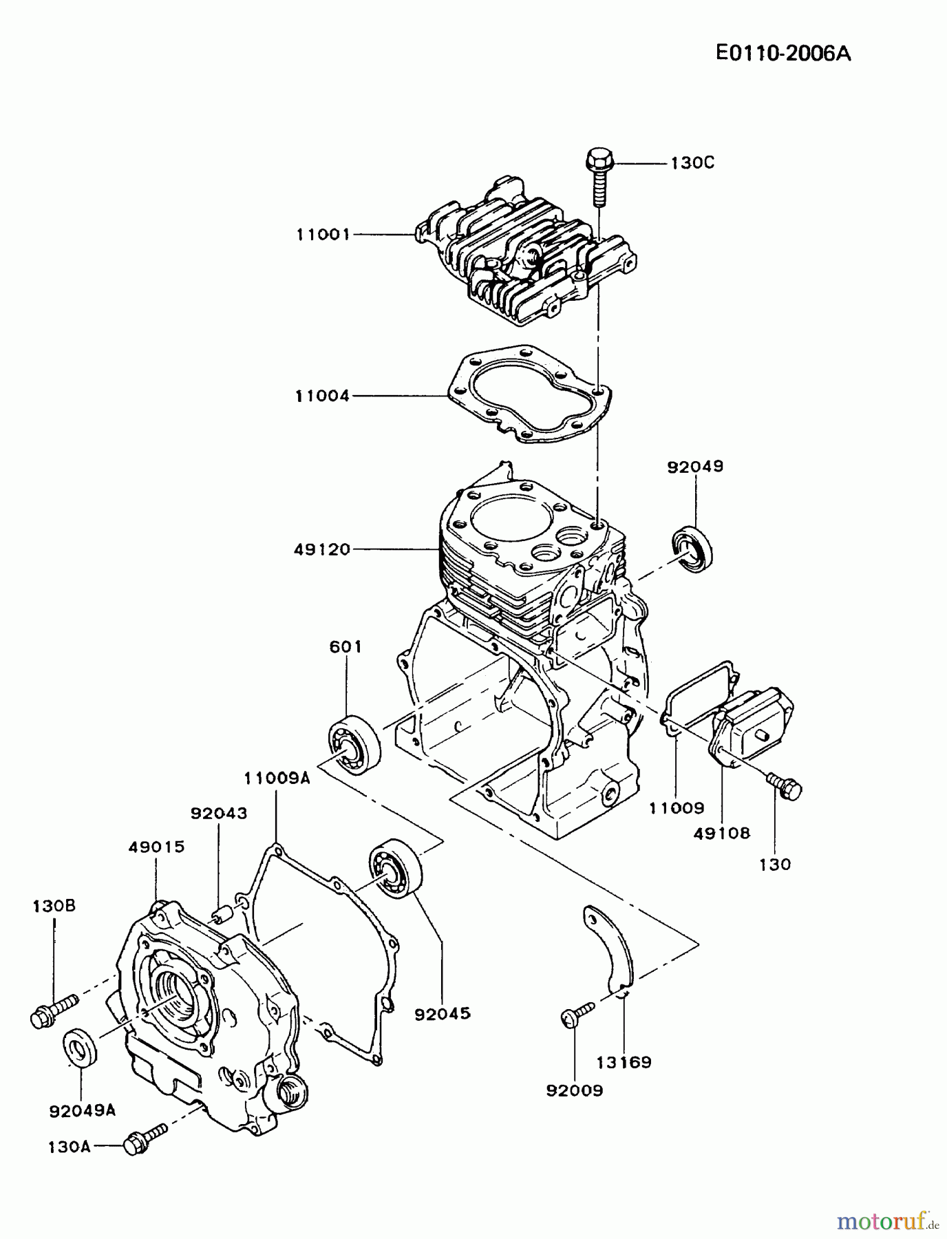  Kawasaki Motoren Motoren, Horizontal FG150R-AS00 - Kawasaki FG150R 4-Stroke Engine CYLINDER/CRANKCASE