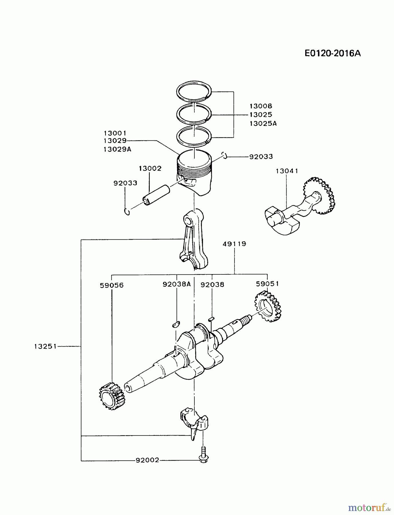  Kawasaki Motoren Motoren, Horizontal FG300D-BS05 - Kawasaki FG300D 4-Stroke Engine PISTON/CRANKSHAFT