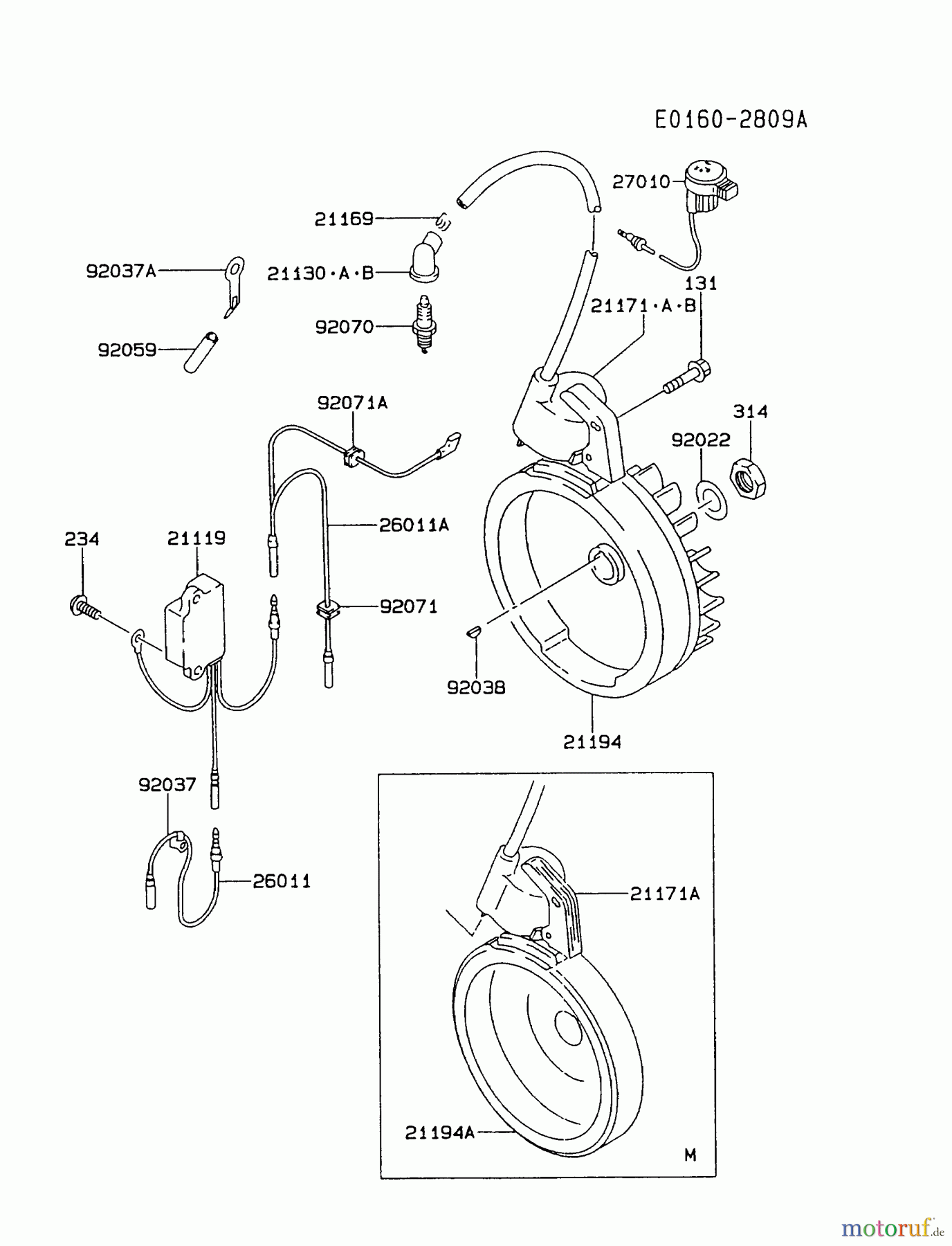  Kawasaki Motoren Motoren, Horizontal FA210D-MS00 - Kawasaki FA210D 4-Stroke Engine ELECTRIC-EQUIPMENT