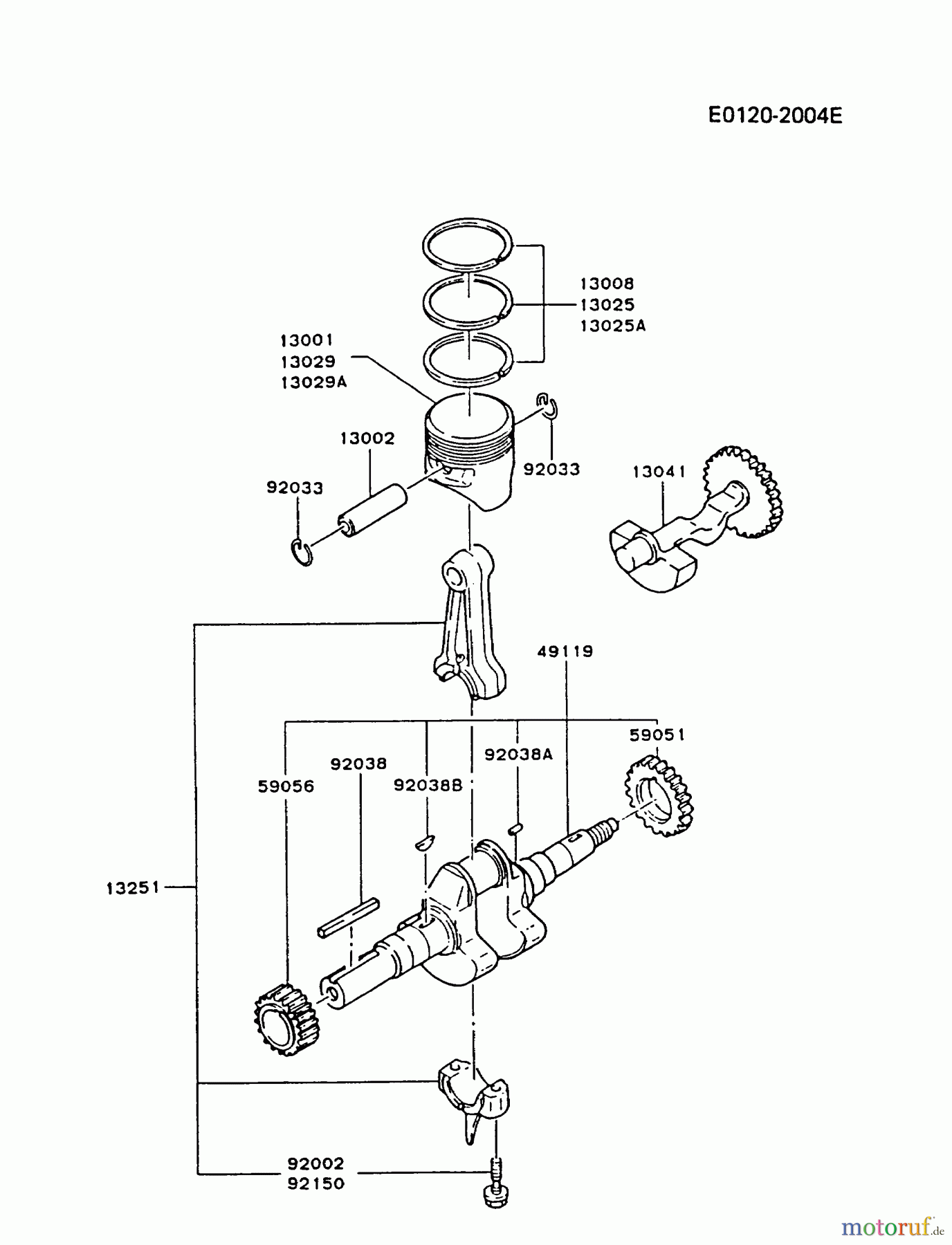  Kawasaki Motoren Motoren, Horizontal FG300D-ES01 - Kawasaki FG300D 4-Stroke Engine PISTON/CRANKSHAFT