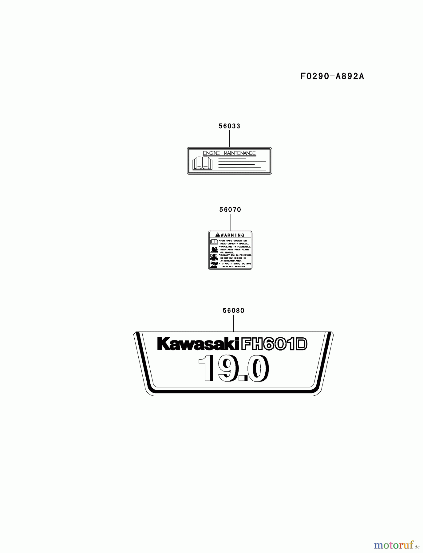  Kawasaki Motoren Motoren, Horizontal FH601D-AS01 - Kawasaki FH601D 4-Stroke Engine LABEL