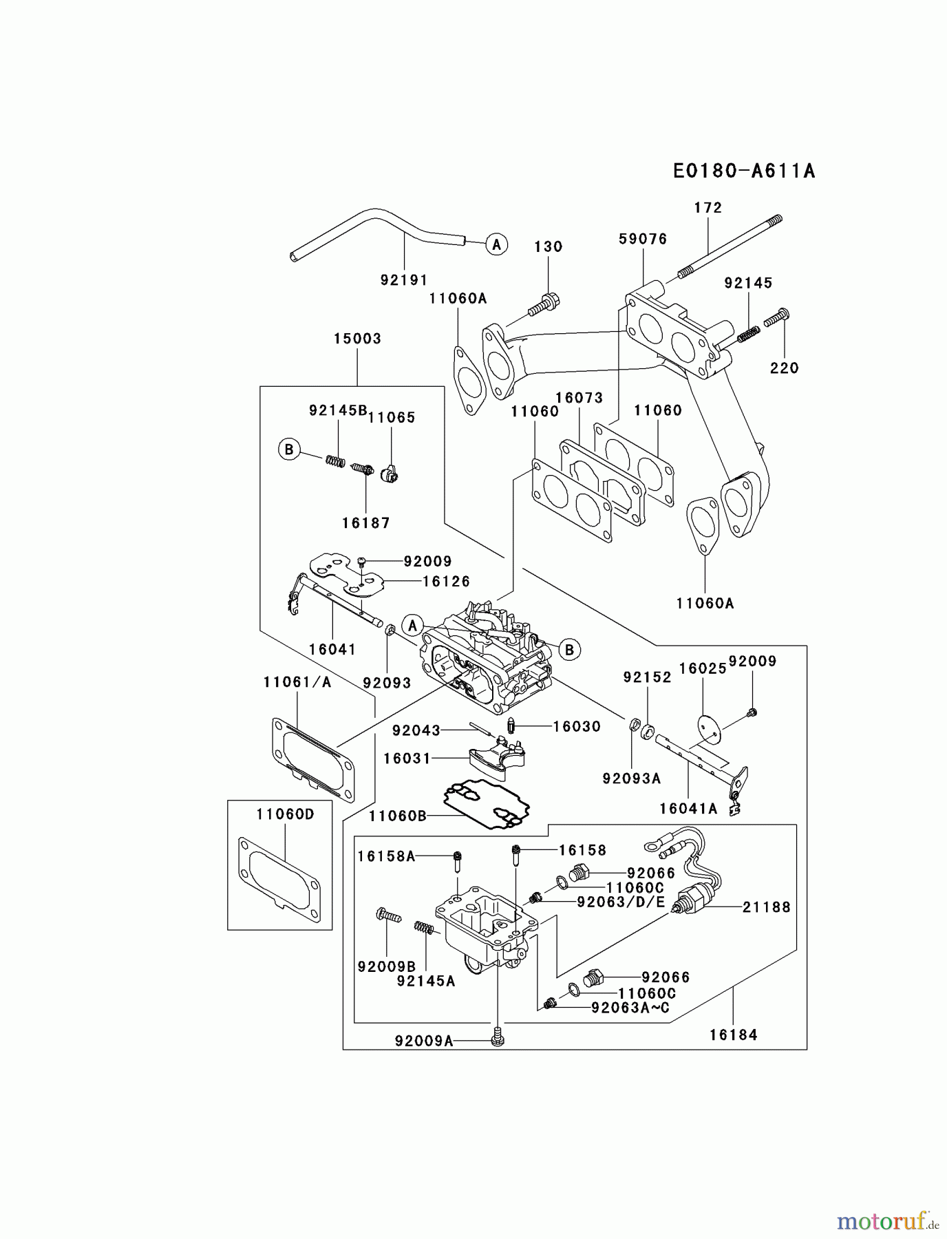  Kawasaki Motoren Motoren, Horizontal FH721D-BS08 - Kawasaki FH721D 4-Stroke Engine CARBURETOR