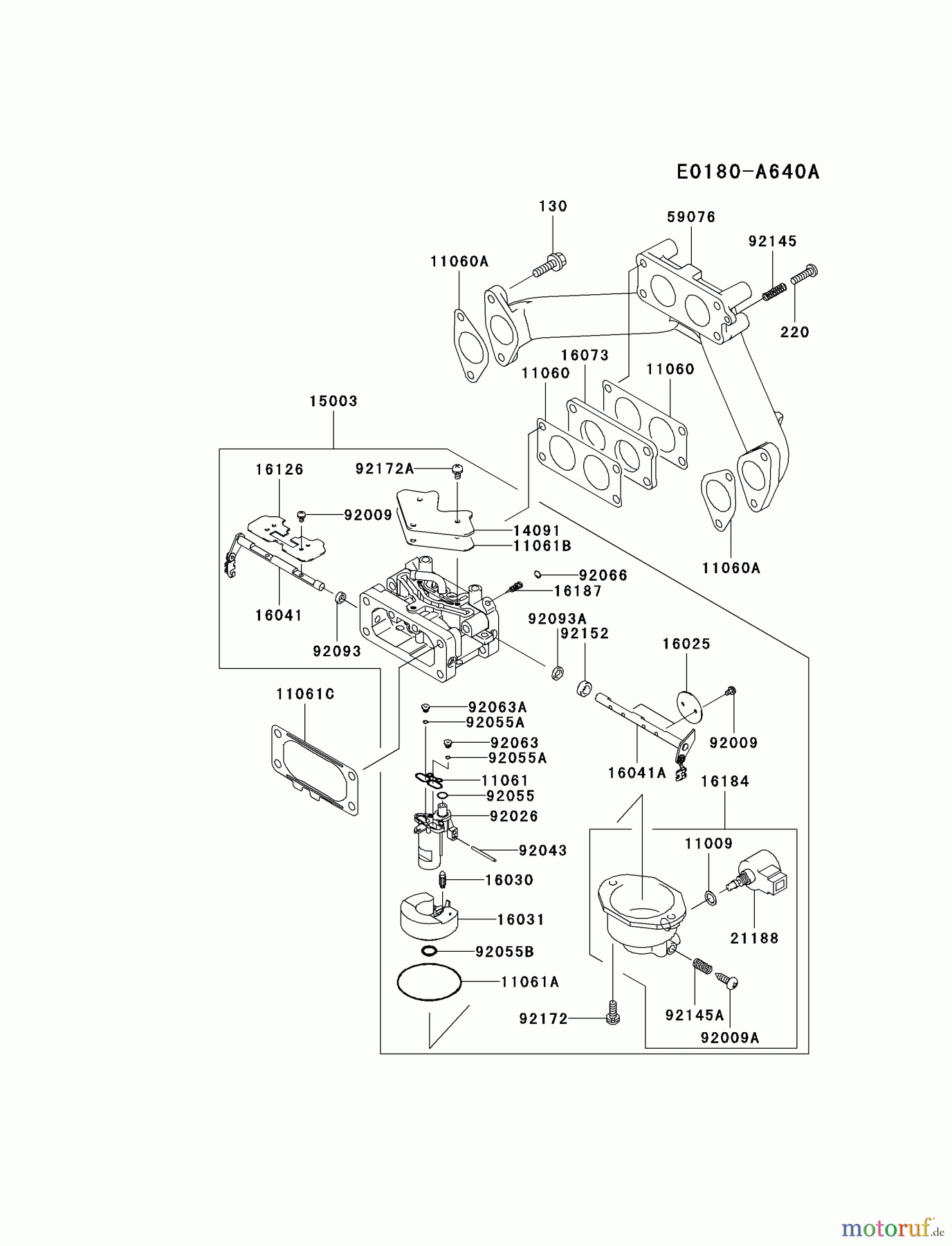  Kawasaki Motoren Motoren, Horizontal FH770D-AS04 - Kawasaki FH770D 4-Stroke Engine CARBURETOR