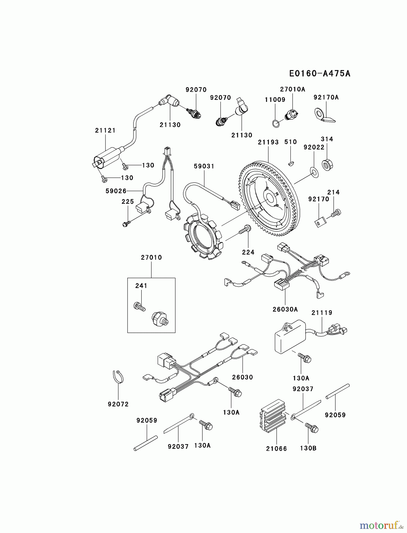  Kawasaki Motoren Motoren, Horizontal FD501D-AS02 - Kawasaki FD501D 4-Stroke Engine ELECTRIC-EQUIPMENT