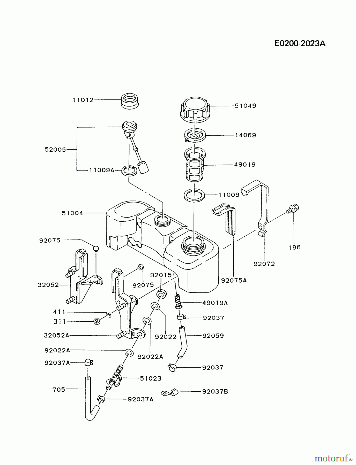  Kawasaki Motoren Motoren Vertikal FA210V - AS02 bis FH641V - DS24 FA210V-AS02 - Kawasaki FA210V 4-Stroke Engine FUEL-TANK/FUEL-VALVE