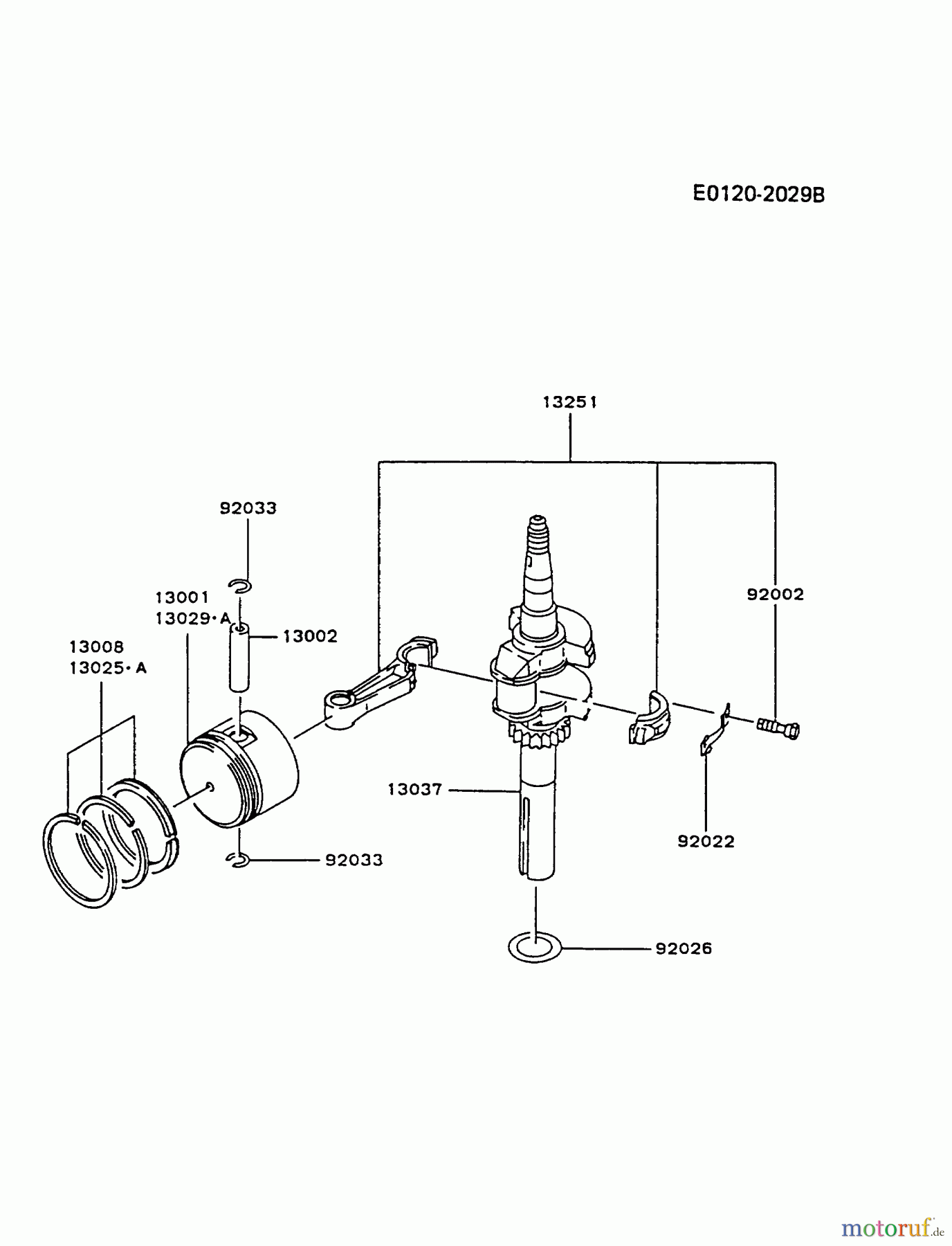  Kawasaki Motoren Motoren Vertikal FA210V - AS02 bis FH641V - DS24 FA210V-BS01 - Kawasaki FA210V 4-Stroke Engine PISTON/CRANKSHAFT