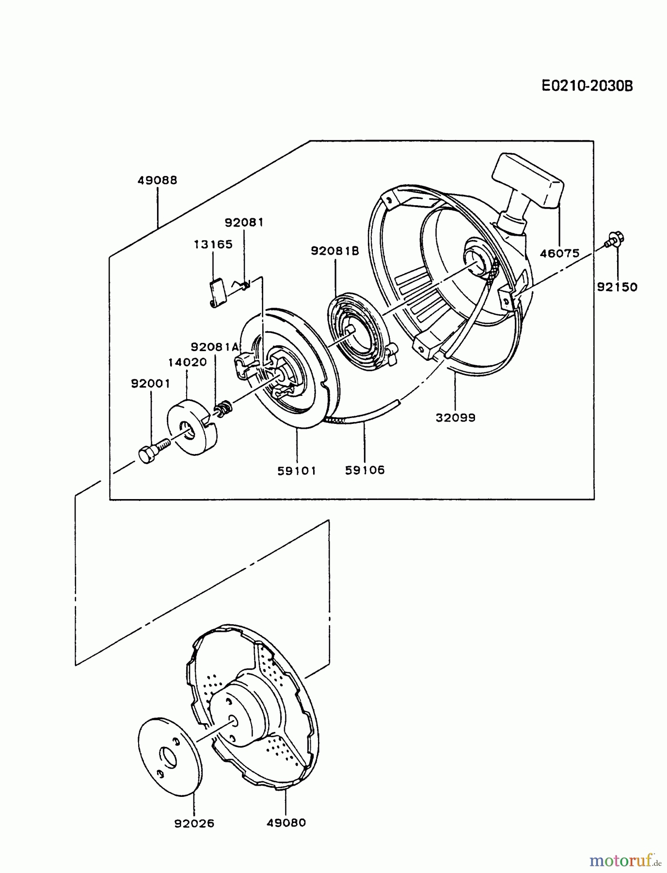  Kawasaki Motoren Motoren Vertikal FA210V - AS02 bis FH641V - DS24 FA210V-BS01 - Kawasaki FA210V 4-Stroke Engine STARTER