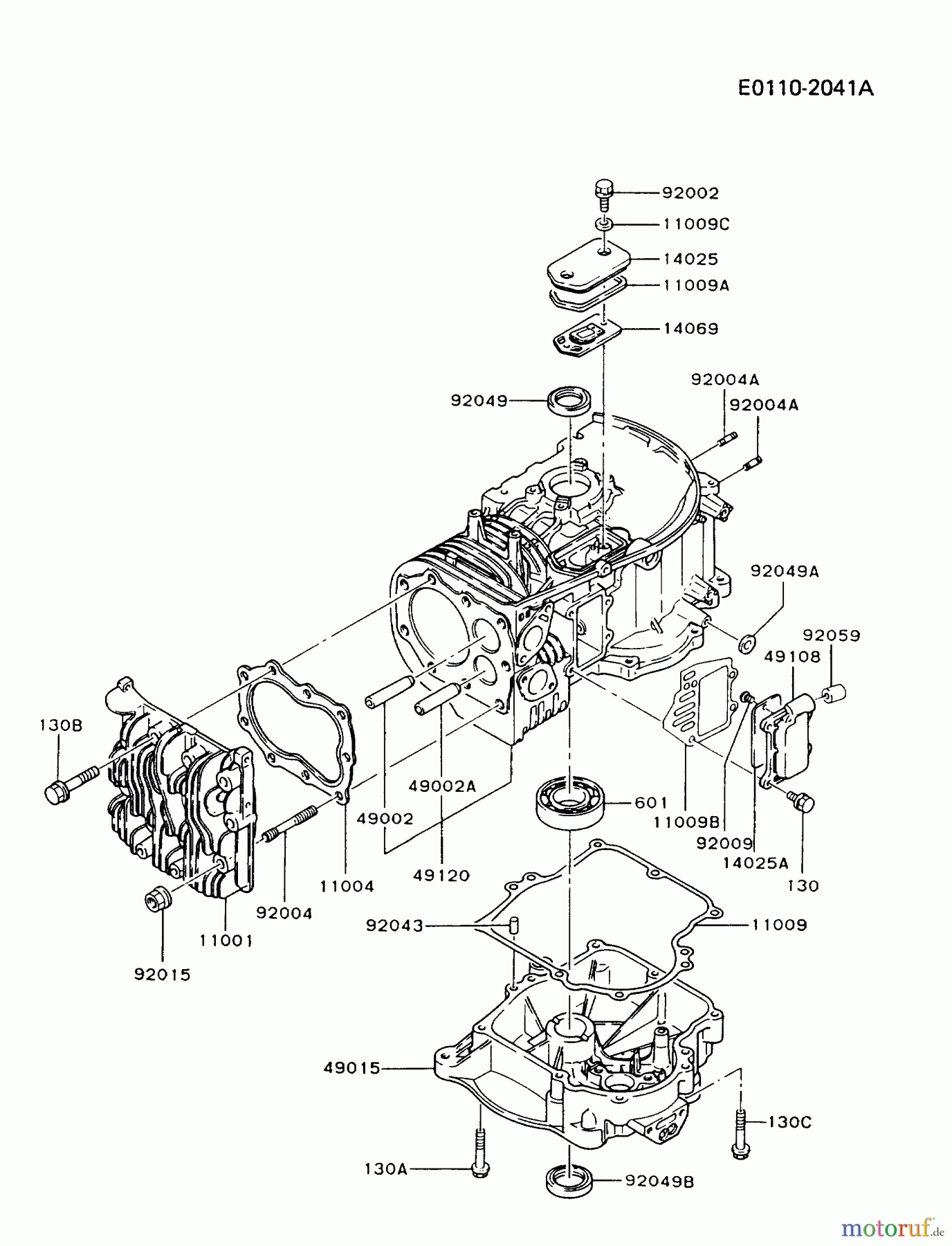  Kawasaki Motoren Motoren Vertikal FA210V - AS02 bis FH641V - DS24 FB460V-AS27 - Kawasaki FB460V 4-Stroke Engine CYLINDER/CRANKCASE