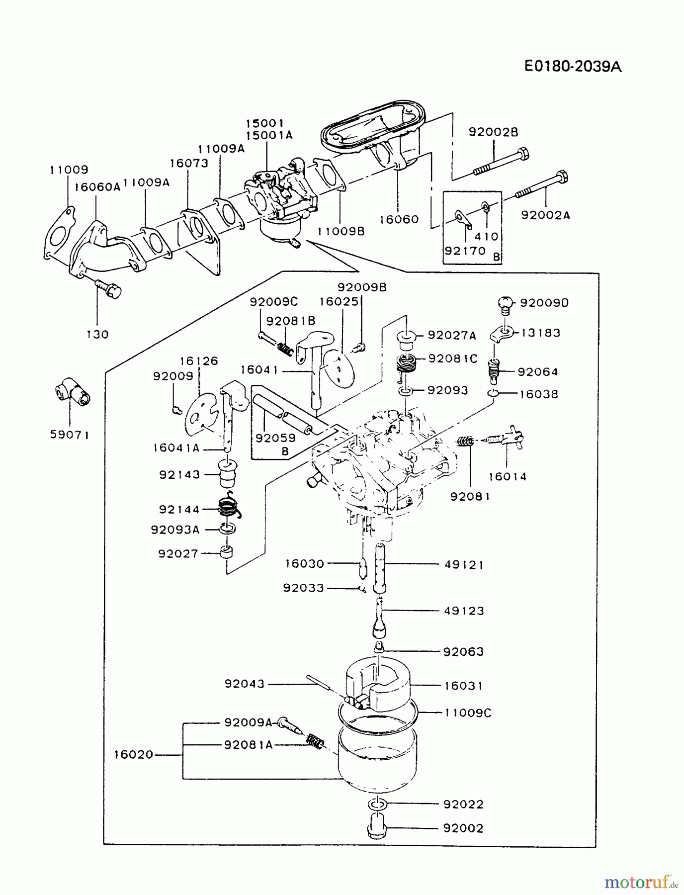  Kawasaki Motoren Motoren Vertikal FA210V - AS02 bis FH641V - DS24 FB460V-AS17 - Kawasaki FB460V 4-Stroke Engine CARBURETOR #2