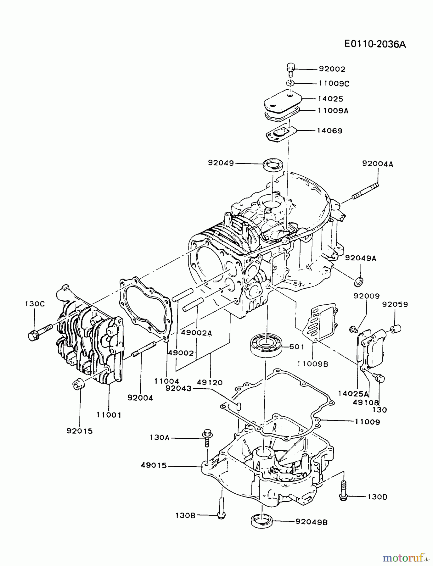  Kawasaki Motoren Motoren Vertikal FA210V - AS02 bis FH641V - DS24 FB460V-AS17 - Kawasaki FB460V 4-Stroke Engine CYLINDER/CRANKCASE