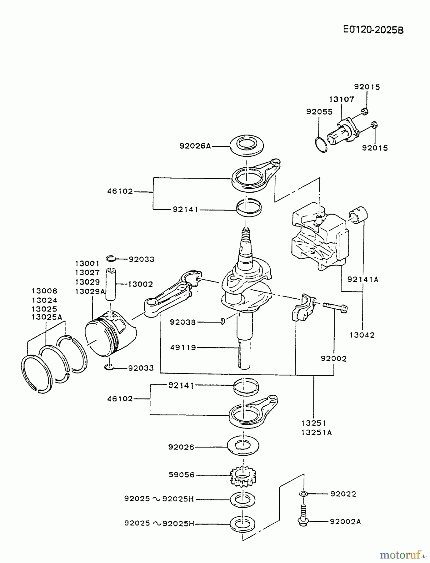  Kawasaki Motoren Motoren Vertikal FA210V - AS02 bis FH641V - DS24 FB460V-AS17 - Kawasaki FB460V 4-Stroke Engine PISTON/CRANKSHAFT