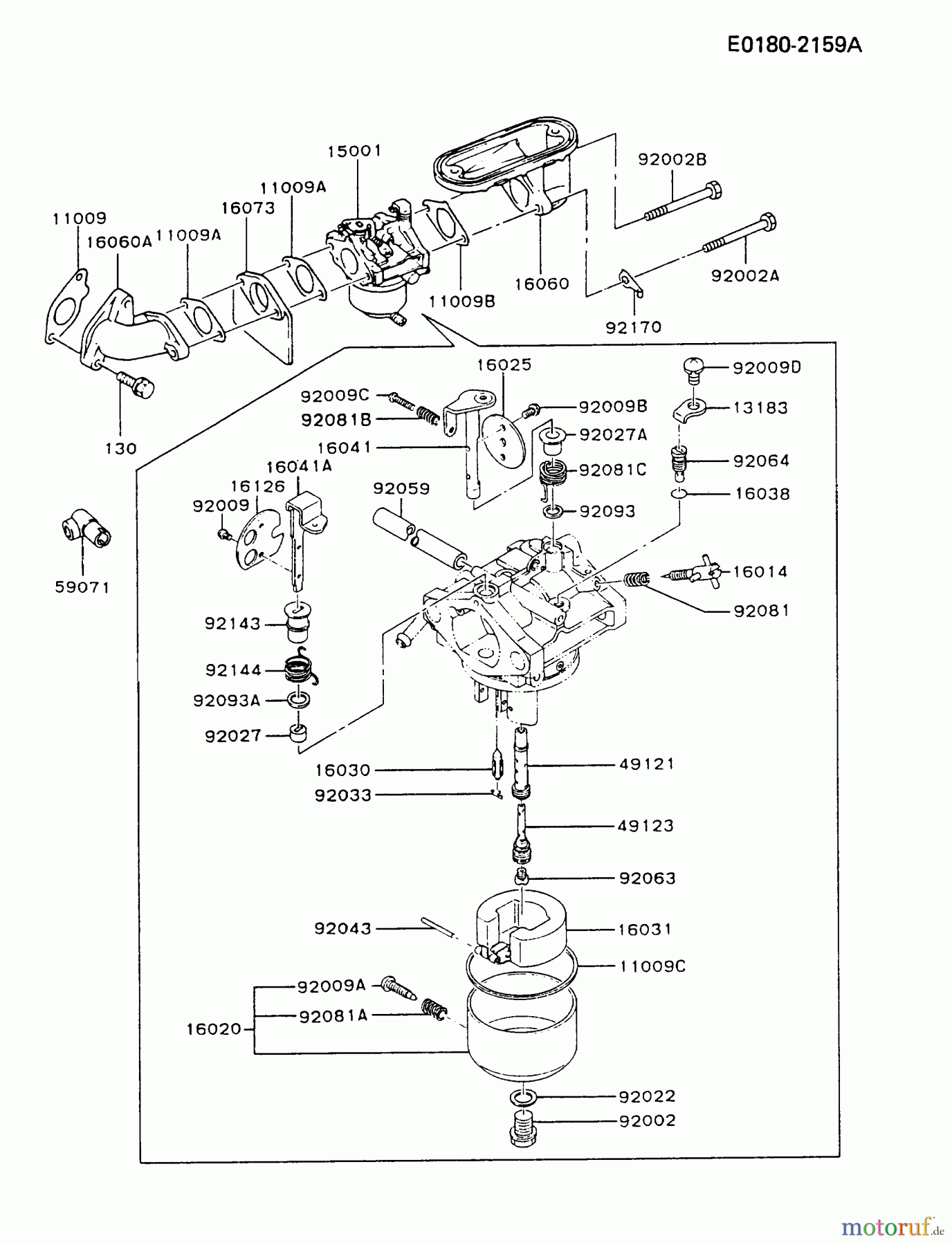  Kawasaki Motoren Motoren Vertikal FA210V - AS02 bis FH641V - DS24 FB460V-BS23 - Kawasaki FB460V 4-Stroke Engine CARBURETOR #2