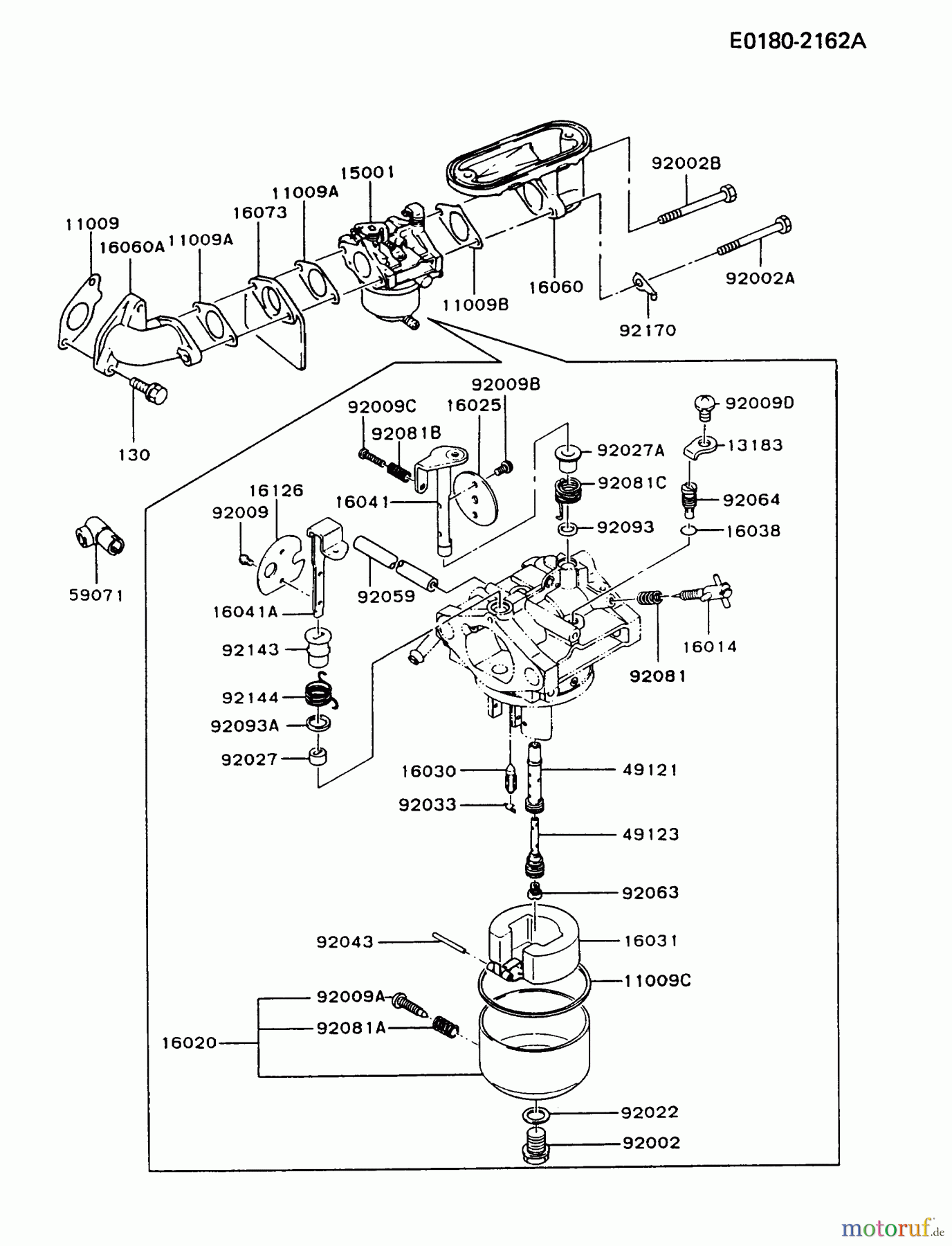  Kawasaki Motoren Motoren Vertikal FA210V - AS02 bis FH641V - DS24 FB460V-BS28 - Kawasaki FB460V 4-Stroke Engine CARBURETOR #2