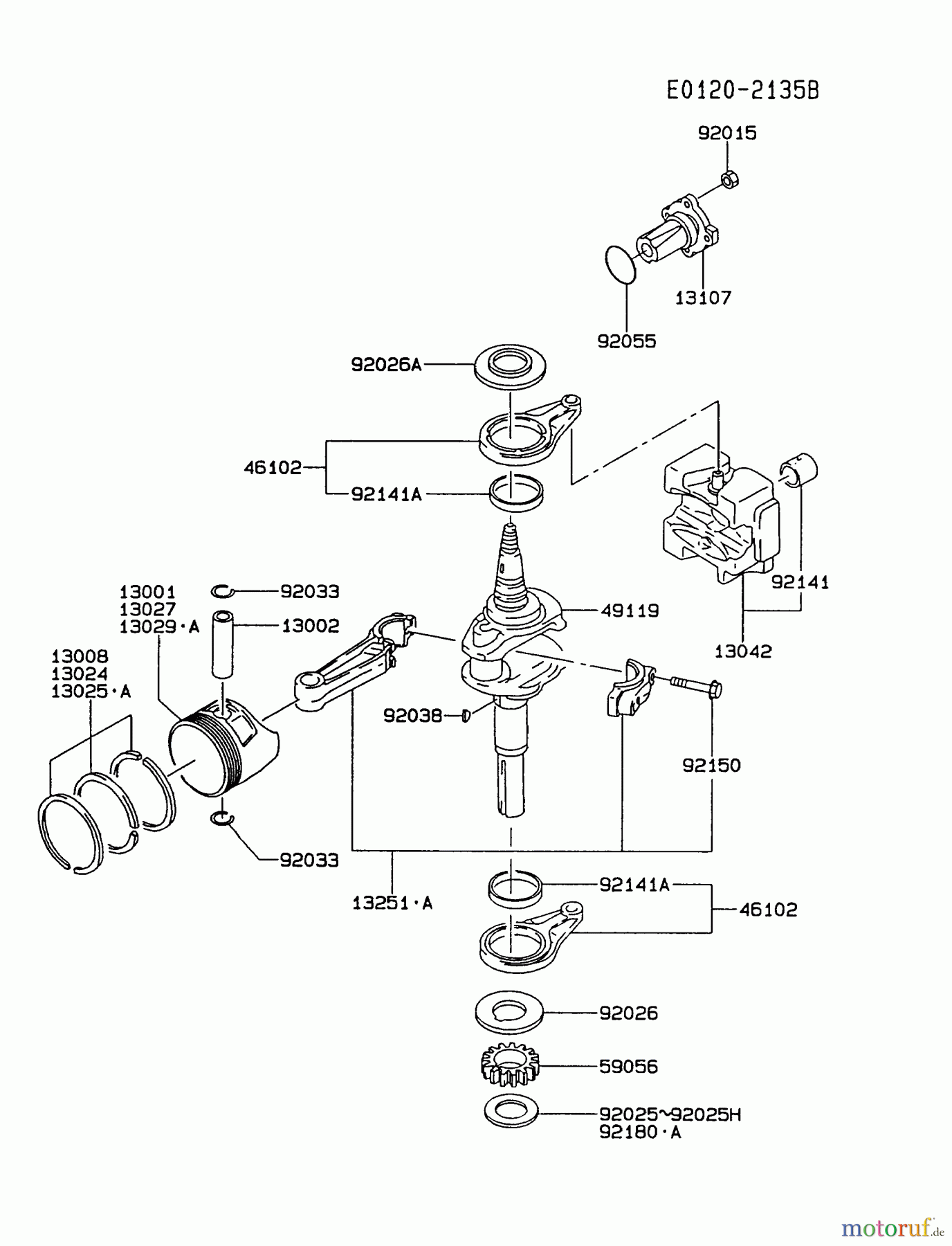  Kawasaki Motoren Motoren Vertikal FA210V - AS02 bis FH641V - DS24 FB460V-BS33 - Kawasaki FB460V 4-Stroke Engine PISTON/CRANKSHAFT