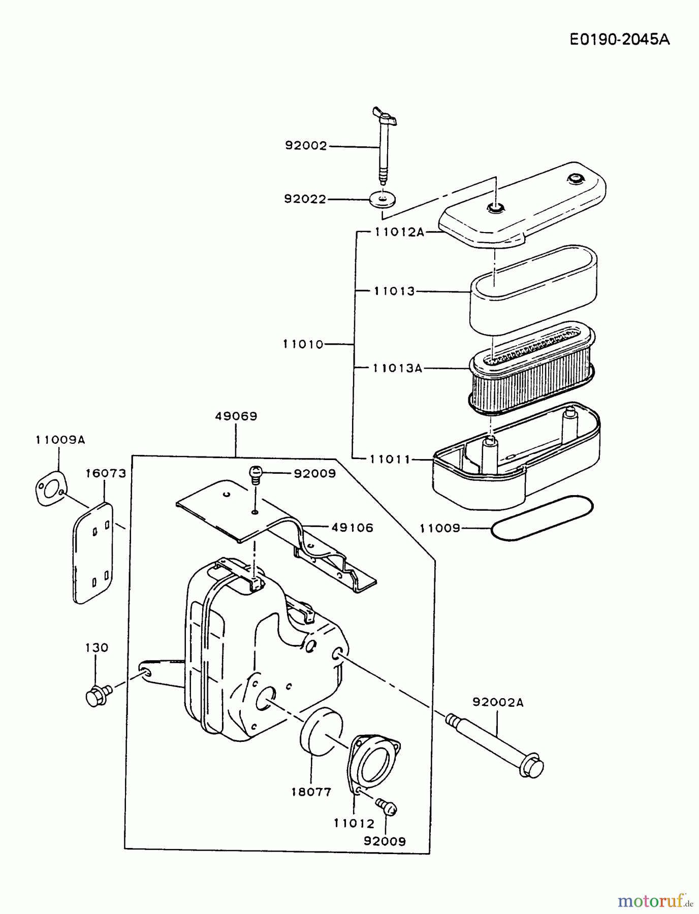  Kawasaki Motoren Motoren Vertikal FA210V - AS02 bis FH641V - DS24 FB460V-BS17 - Kawasaki FB460V 4-Stroke Engine AIR-FILTER/MUFFLER