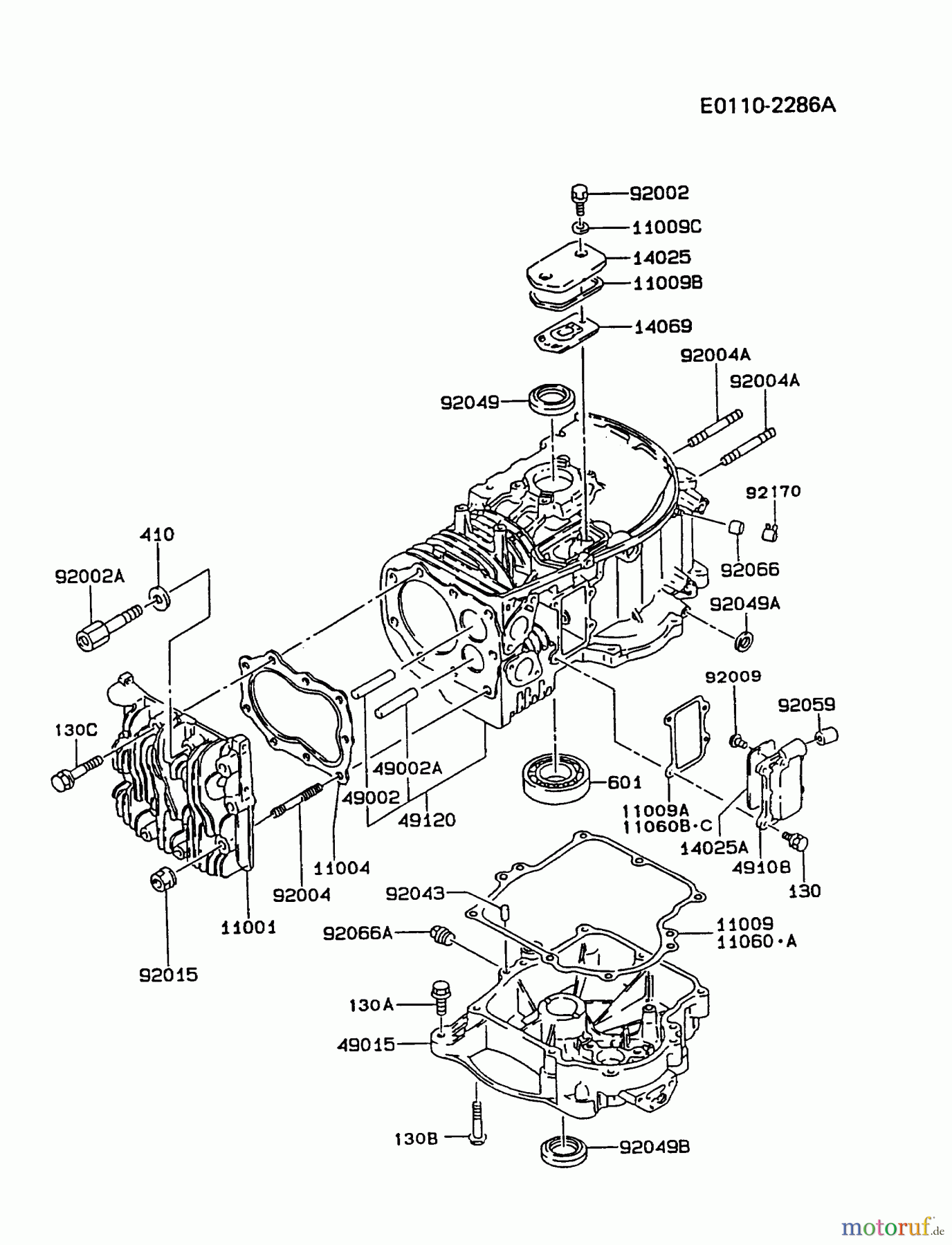  Kawasaki Motoren Motoren Vertikal FA210V - AS02 bis FH641V - DS24 FB460V-CS12 - Kawasaki FB460V 4-Stroke Engine CYLINDER/CRANKCASE