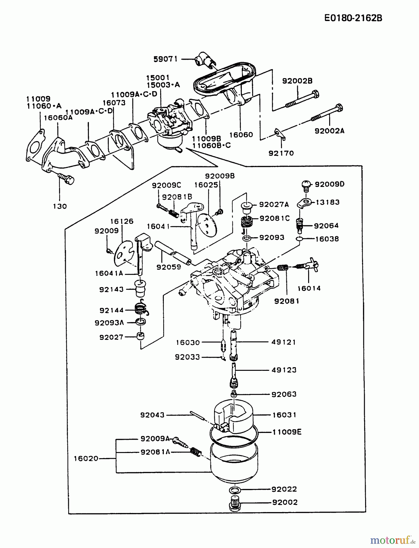  Kawasaki Motoren Motoren Vertikal FA210V - AS02 bis FH641V - DS24 FB460V-DS12 - Kawasaki FB460V 4-Stroke Engine CARBURETOR #1