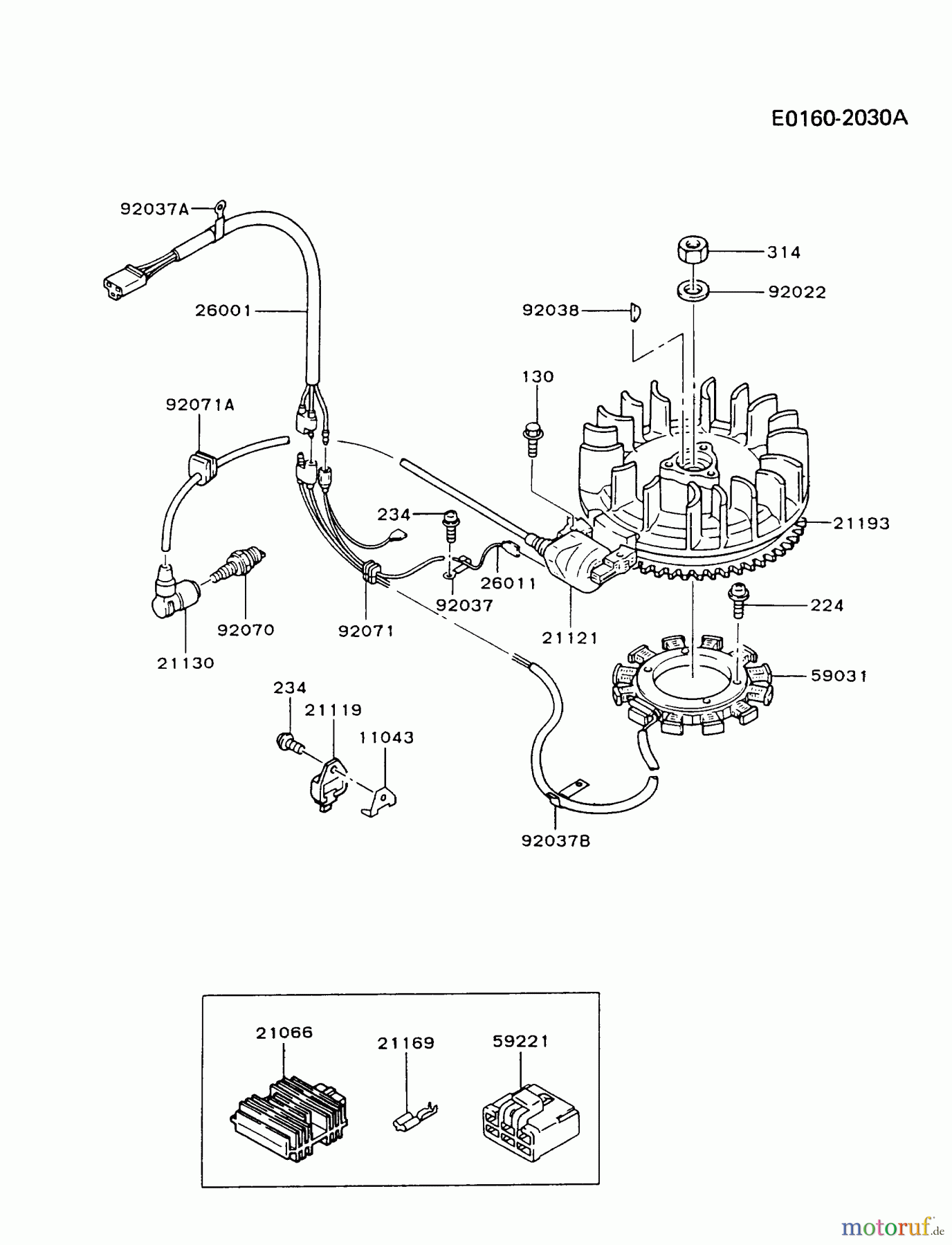  Kawasaki Motoren Motoren Vertikal FA210V - AS02 bis FH641V - DS24 FB460V-AS27 - Kawasaki FB460V 4-Stroke Engine ELECTRIC-EQUIPMENT