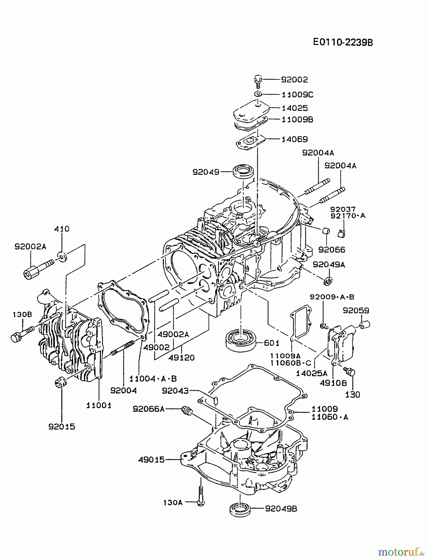  Kawasaki Motoren Motoren Vertikal FA210V - AS02 bis FH641V - DS24 FB460V-ES14 - Kawasaki FB460V 4-Stroke Engine CYLINDER/CRANKCASE