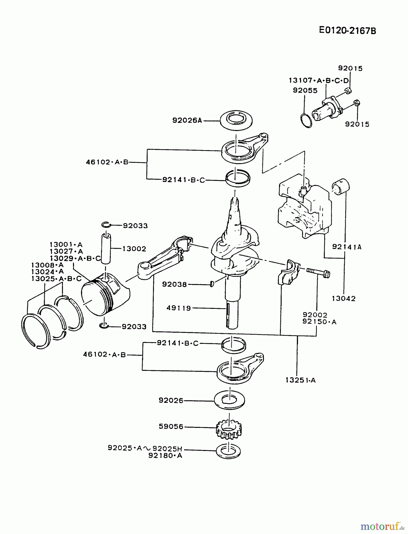  Kawasaki Motoren Motoren Vertikal FA210V - AS02 bis FH641V - DS24 FB460V-GS14 - Kawasaki FB460V 4-Stroke Engine PISTON/CRANKSHAFT #2