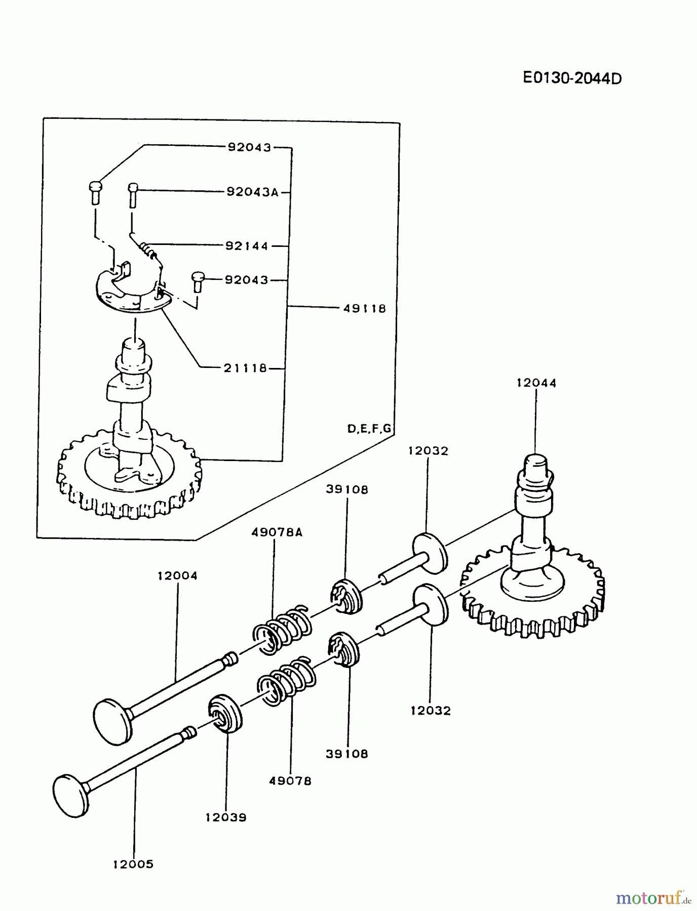  Kawasaki Motoren Motoren Vertikal FA210V - AS02 bis FH641V - DS24 FB460V-ES14 - Kawasaki FB460V 4-Stroke Engine VALVE/CAMSHAFT