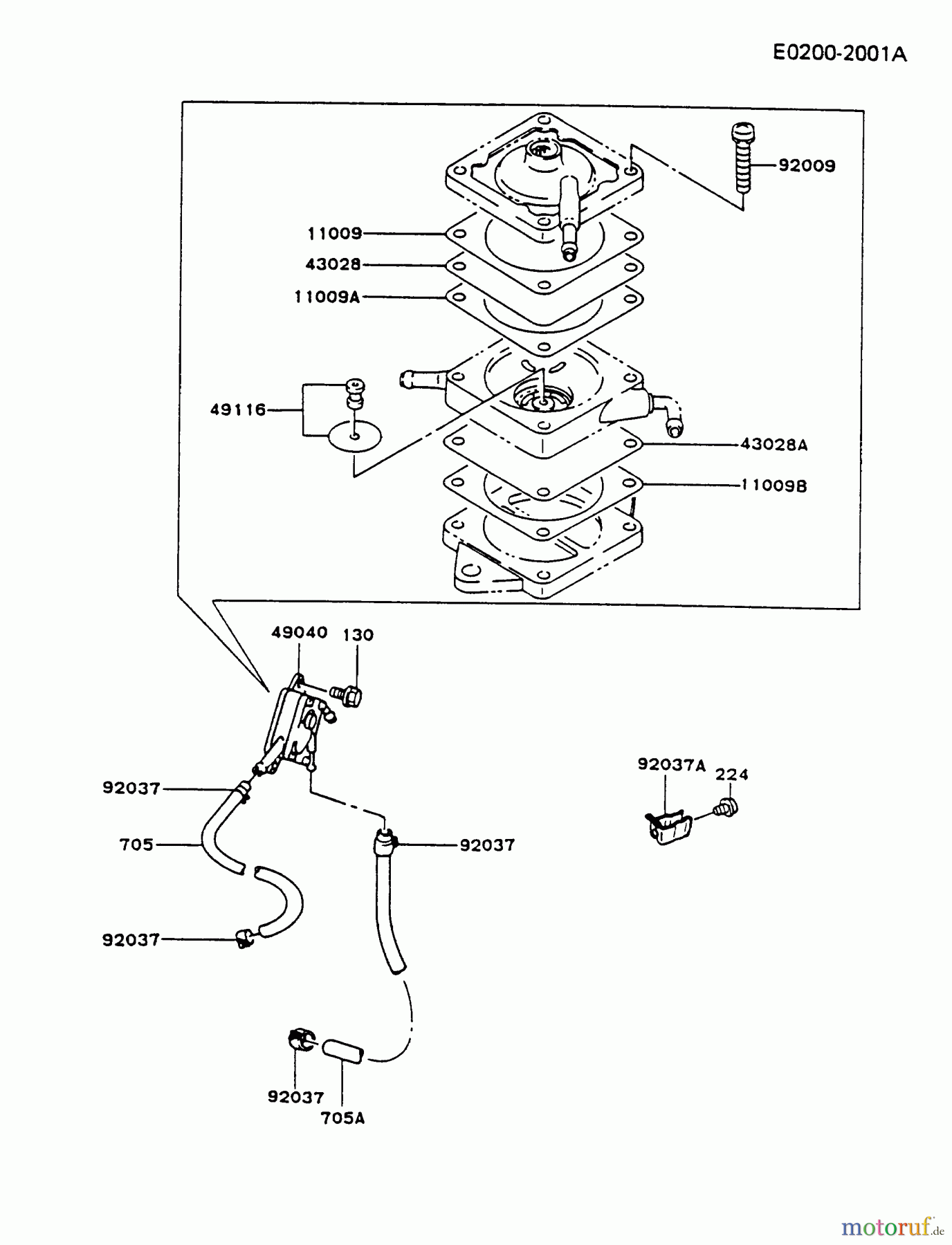  Kawasaki Motoren Motoren Vertikal FA210V - AS02 bis FH641V - DS24 FB460V-ES03 - Kawasaki FB460V 4-Stroke Engine FUEL-TANK/FUEL-VALVE