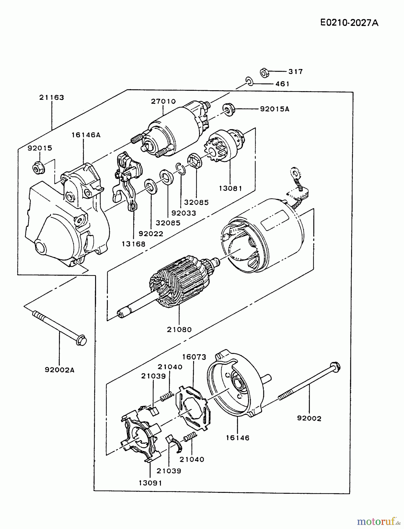  Kawasaki Motoren Motoren Vertikal FA210V - AS02 bis FH641V - DS24 FB460V-CS16 - Kawasaki FB460V 4-Stroke Engine STARTER