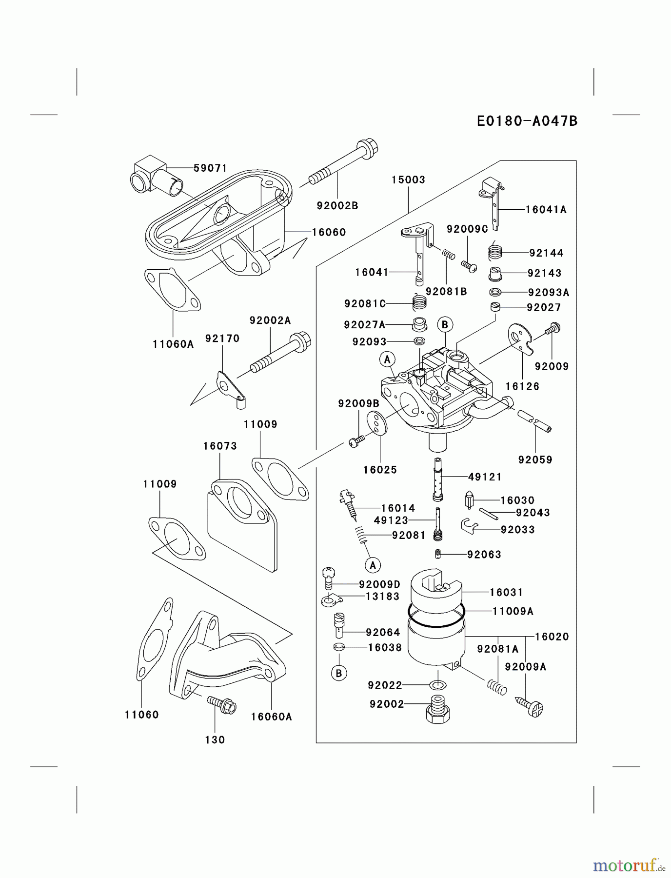  Kawasaki Motoren Motoren Vertikal FA210V - AS02 bis FH641V - DS24 FB460V-HS14 - Kawasaki FB460V 4-Stroke Engine CARBURETOR #2