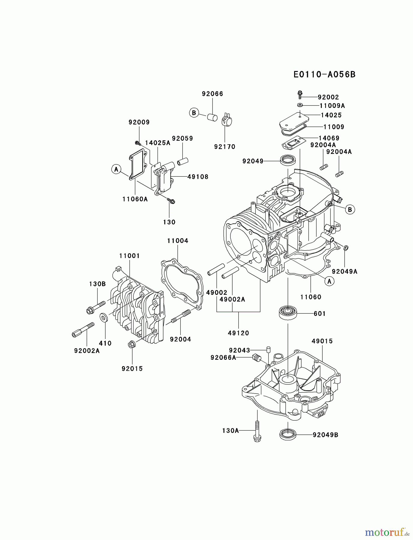  Kawasaki Motoren Motoren Vertikal FA210V - AS02 bis FH641V - DS24 FB460V-HS14 - Kawasaki FB460V 4-Stroke Engine CYLINDER/CRANKCASE