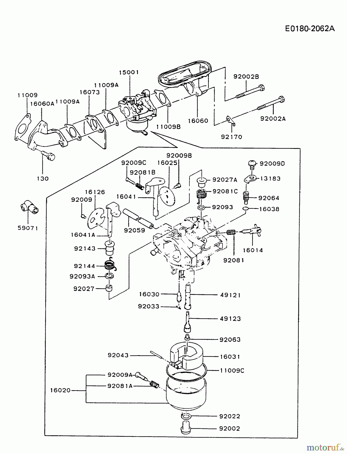  Kawasaki Motoren Motoren Vertikal FA210V - AS02 bis FH641V - DS24 FB460V-CS16 - Kawasaki FB460V 4-Stroke Engine CARBURETOR #1