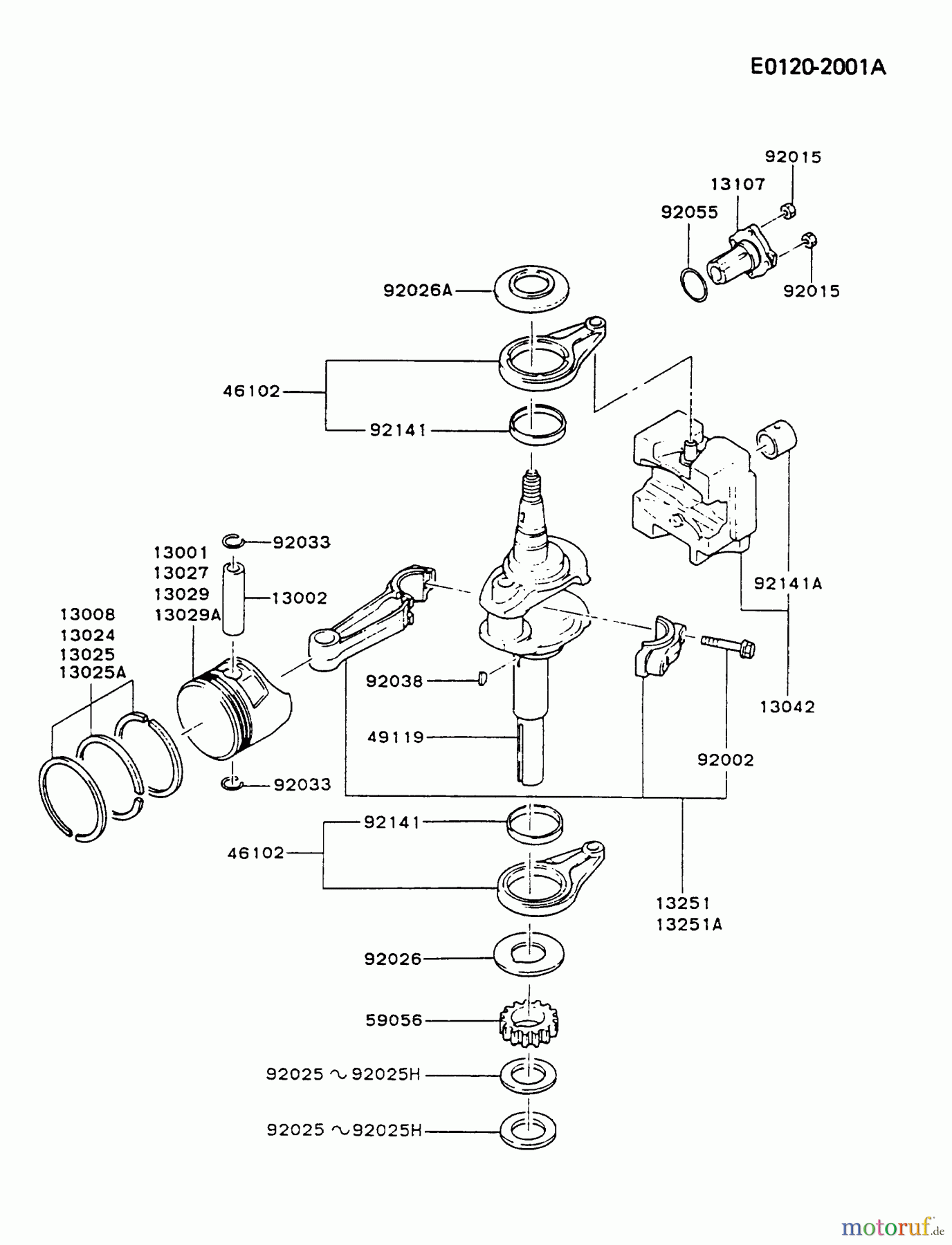  Kawasaki Motoren Motoren Vertikal FA210V - AS02 bis FH641V - DS24 FB460V-BS23 - Kawasaki FB460V 4-Stroke Engine PISTON/CRANKSHAFT