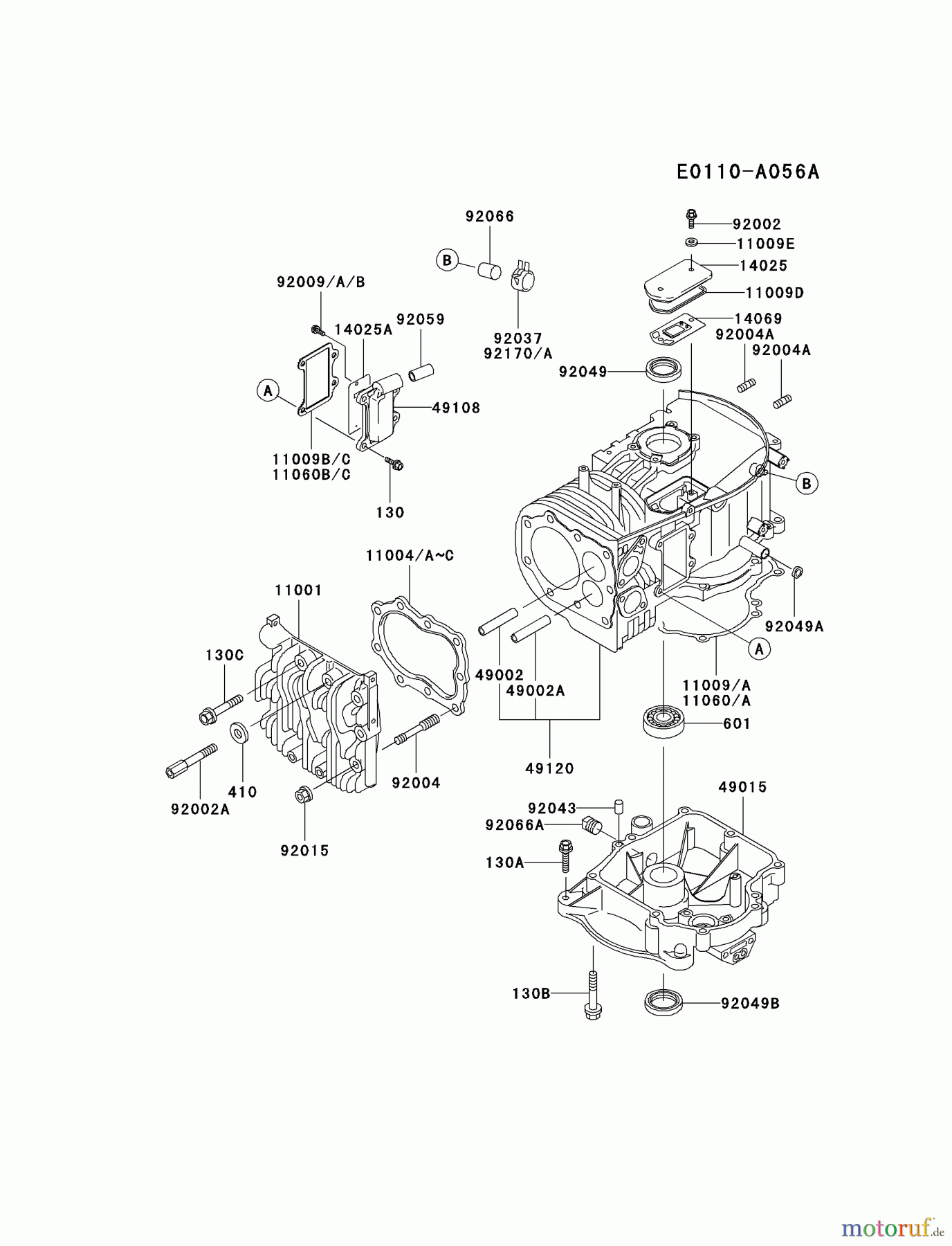  Kawasaki Motoren Motoren Vertikal FA210V - AS02 bis FH641V - DS24 FB460V-KS01 - Kawasaki FB460V 4-Stroke Engine CYLINDER/CRANKCASE #2